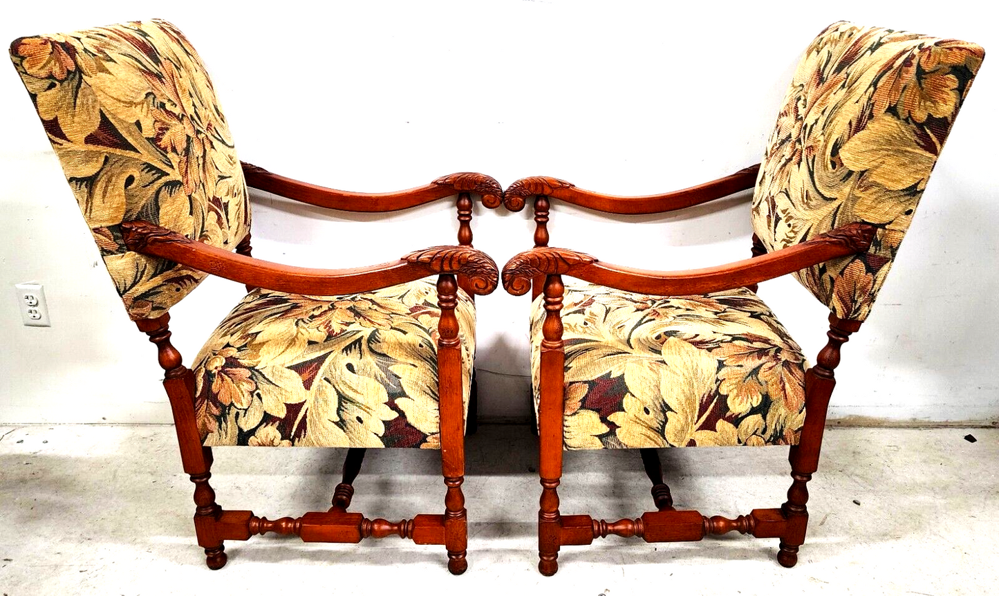 Antique Louis XIII Style French Armchairs - A Pair