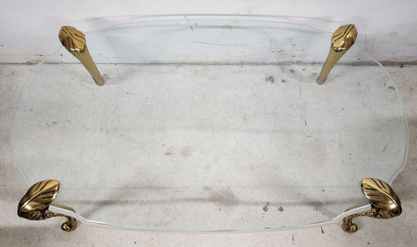 French Provincial Coffee Table Brass & Glass Vintage 1970s by CHAPMAN