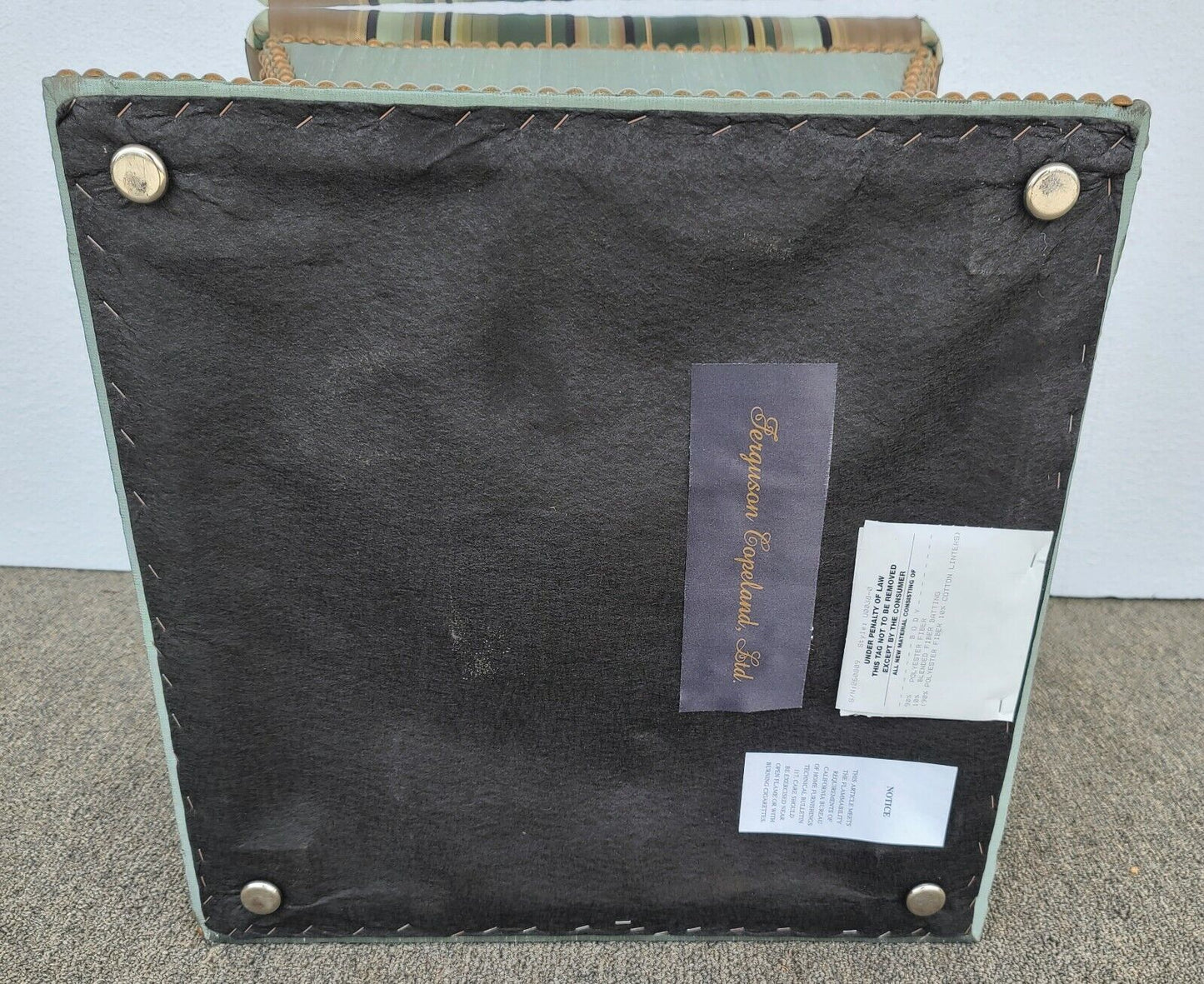 FERGUSON COPELAND Tufted French Nail Trimmed Hourglass Pouf Ottoman Footstool