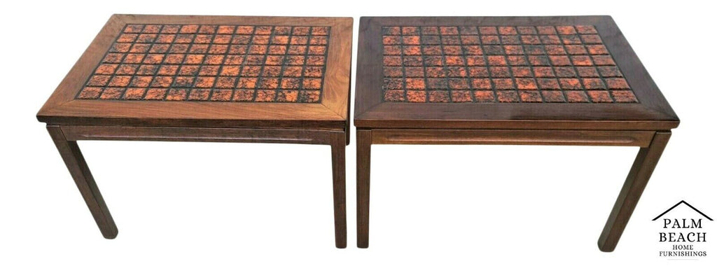 (2) MCM Danish Modern Rosewood Tile Top Side End Coffee Tables From Denmark