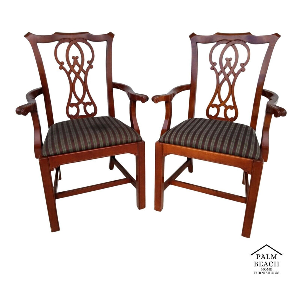 1996 Pair of BERNHARDT #1815 Chippendale Style Armchairs Dining Accent Chairs