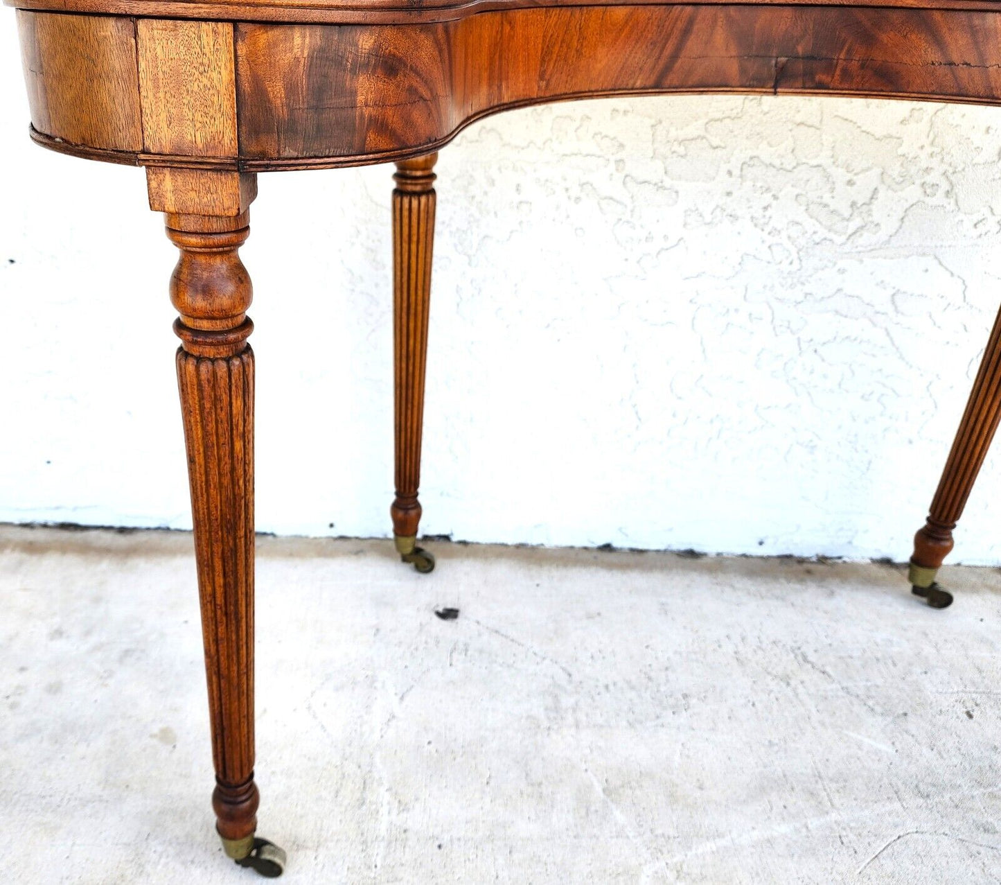 Wood Console Table Desk Mid Century Kidney Horseshoe Shape
