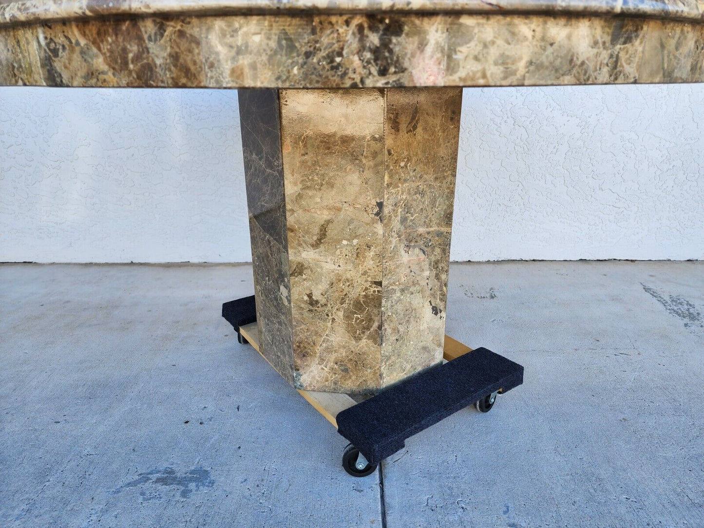 Marble Dining Table Faux Emperado Italian 1970s 55"