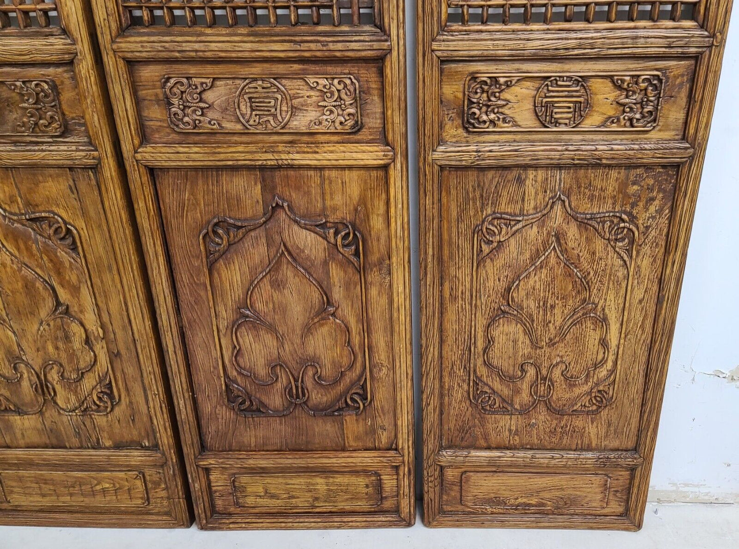 (4) 19th Century Chinese Fretwork Doors Screens Wall Panels 10 Foot