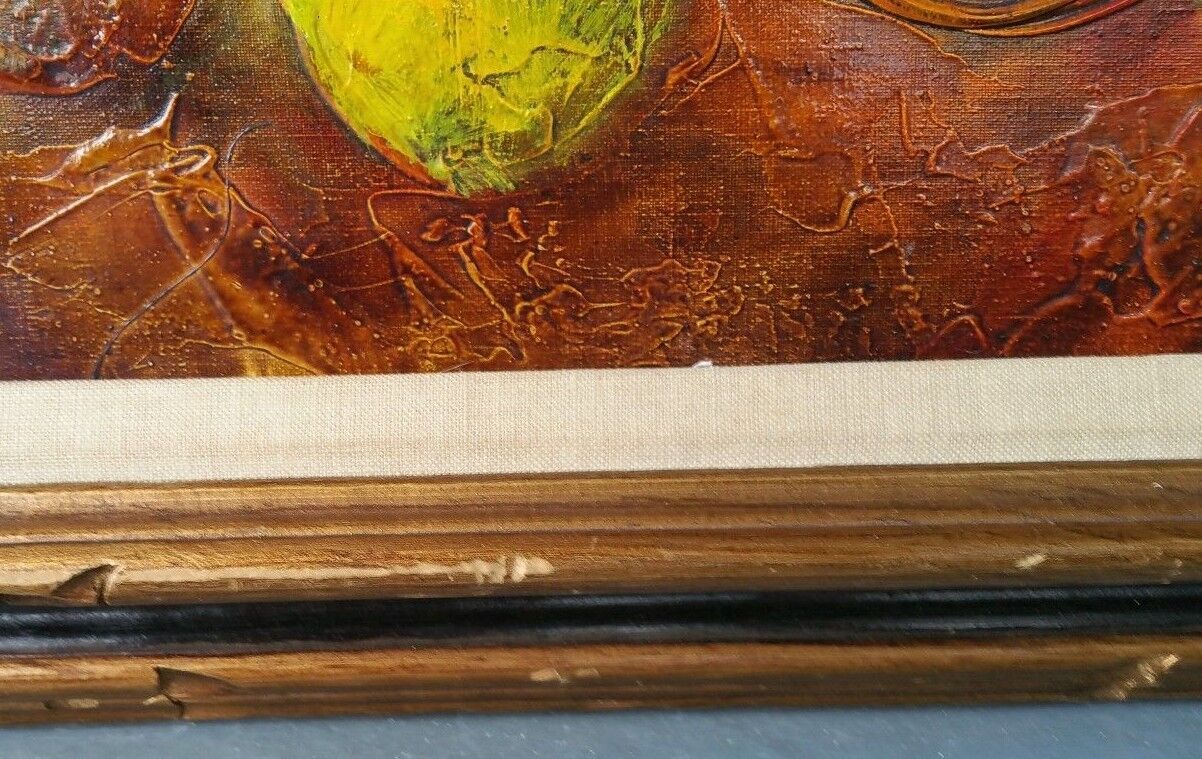 Vtg Signed P Leroy Still Life Impasto Impressionist Flowers Oil Painting Canvas