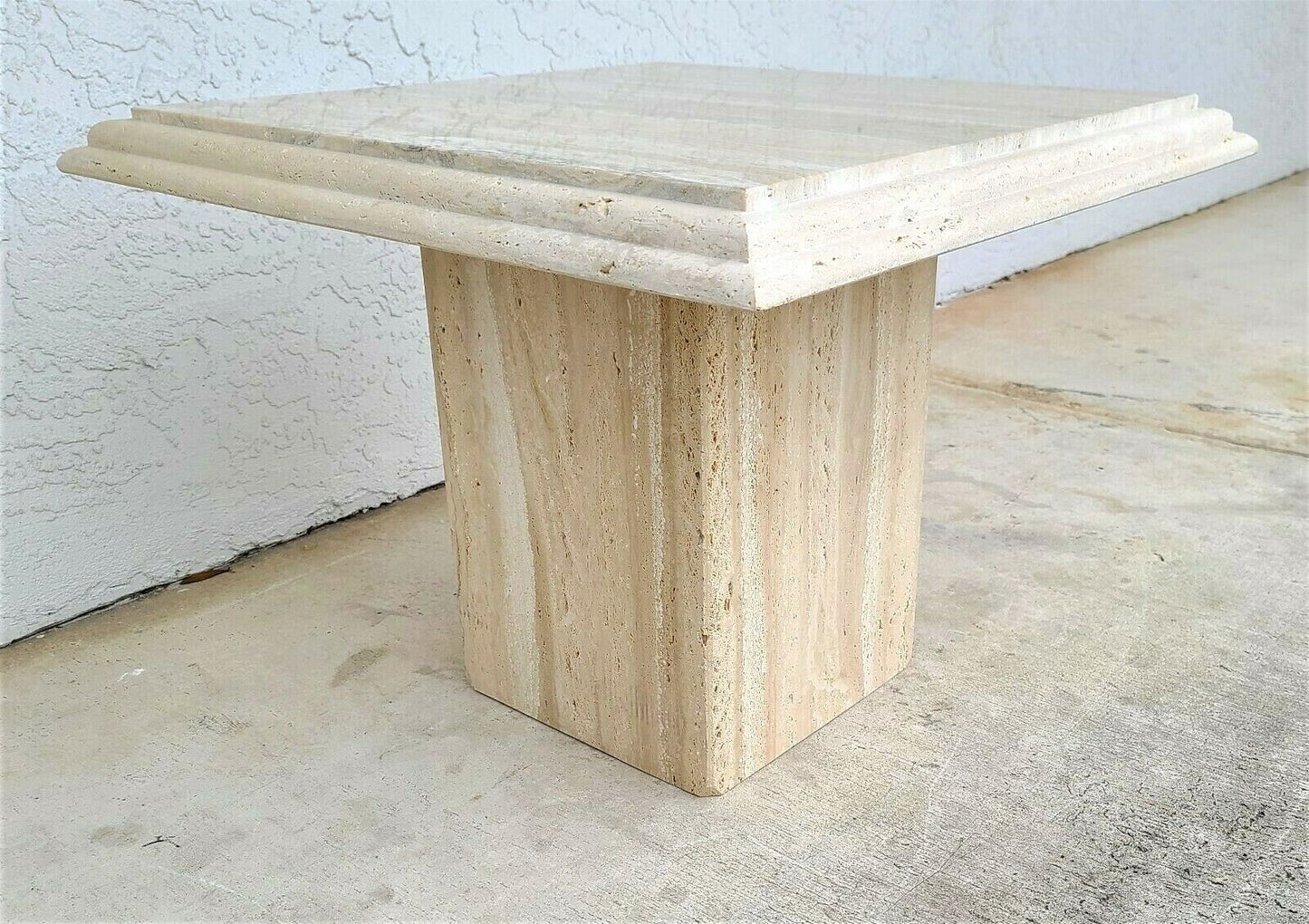 Midcentury Italian Travertine Side End Table by Stone International