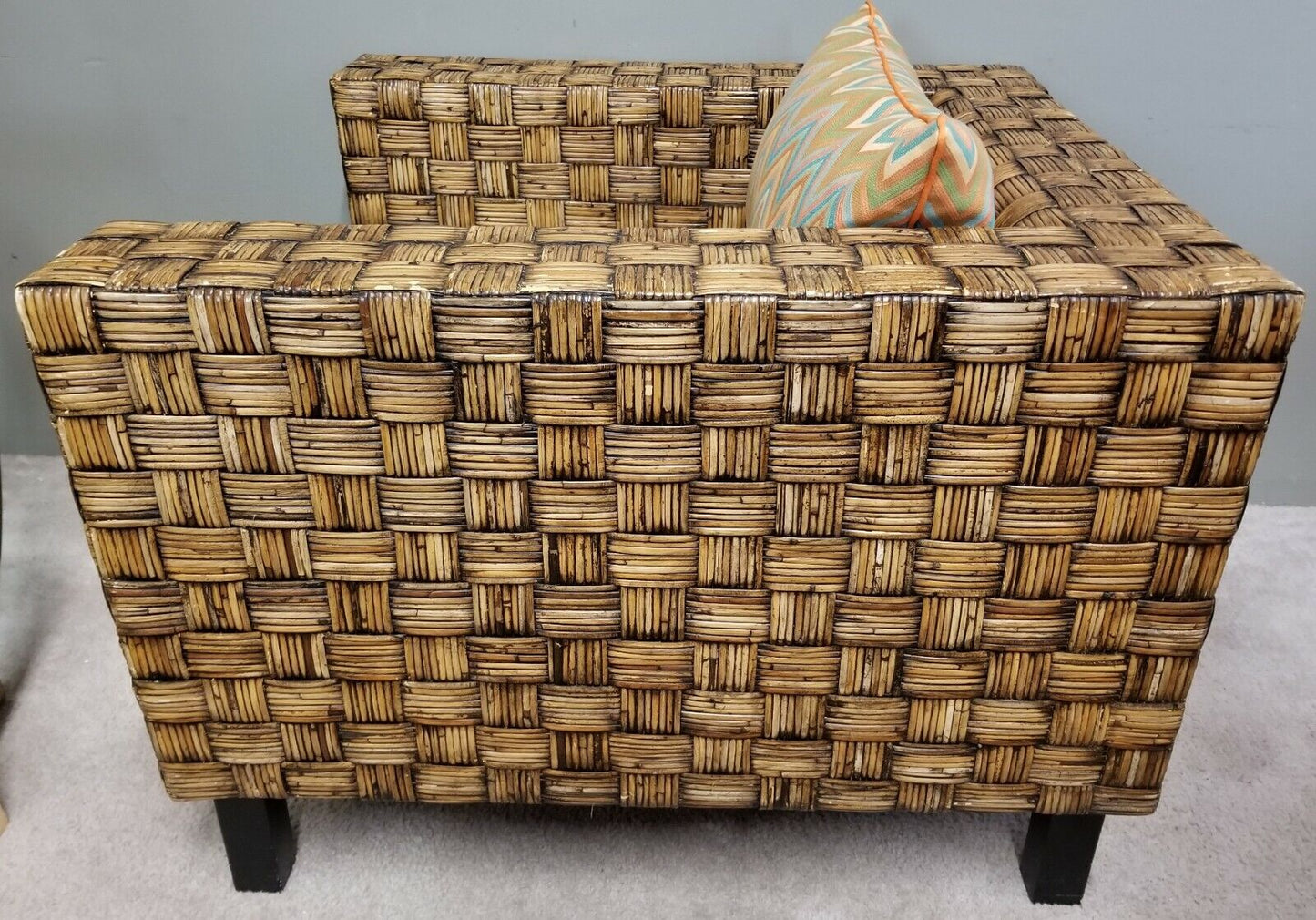 Modern Mod Retro MCM BENCHCRAFT Rattan Wicker Armchair Chair Mid Century Modern