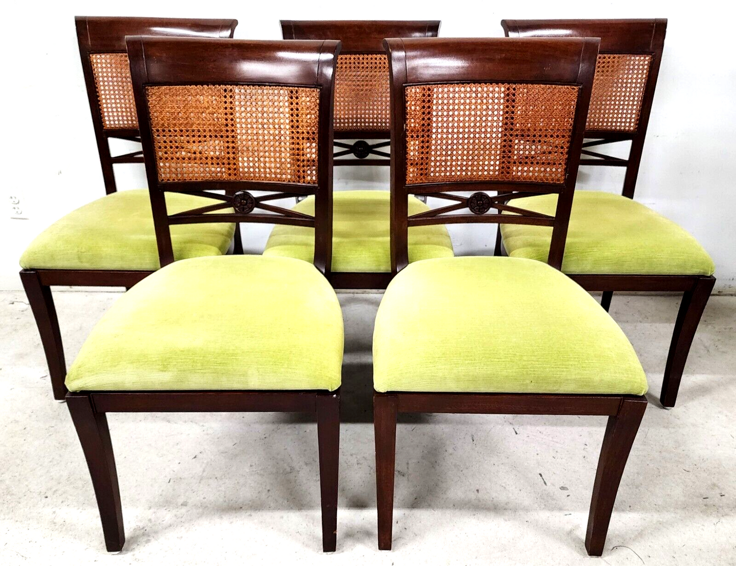 5 Mahogany Dining Chairs Cane Back by PALECEK