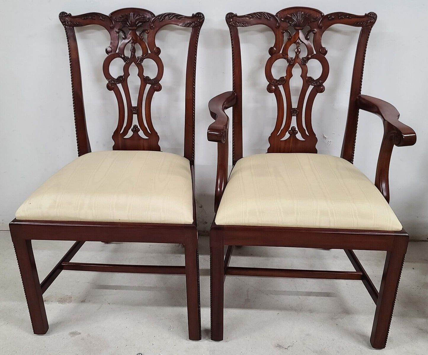 Set of 8 Mahogany Chippendale Dining Chairs by MAITLAND SMITH