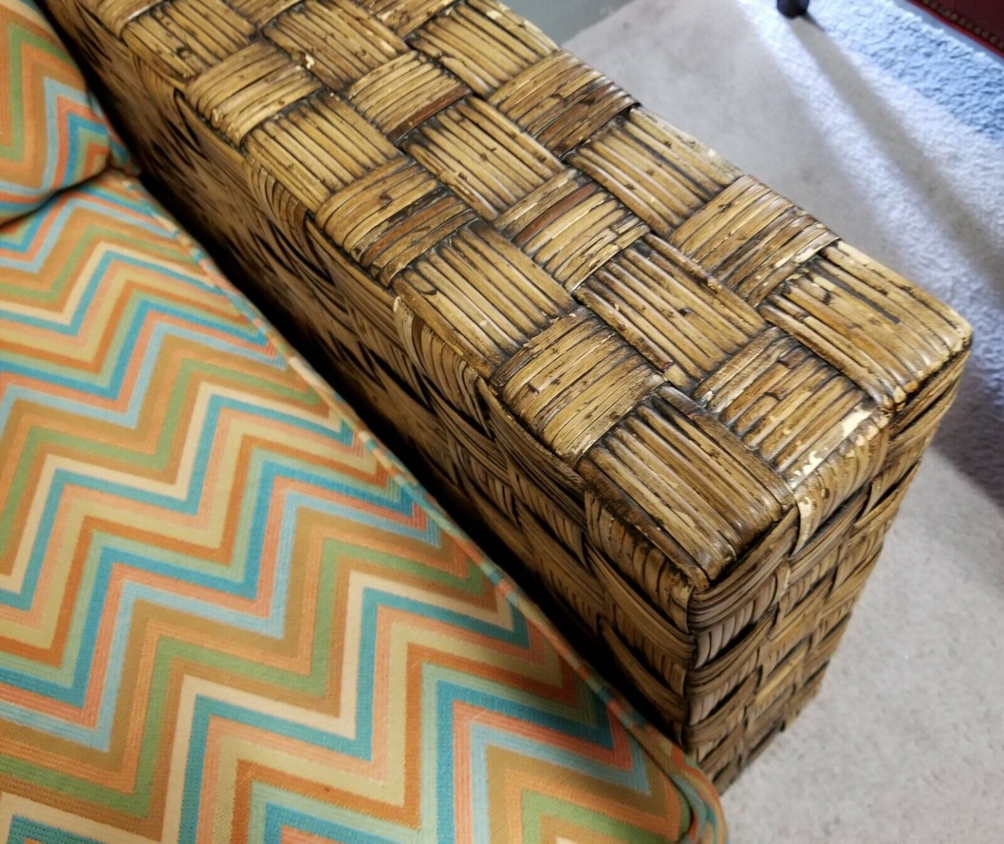 Modern Mod Retro MCM BENCHCRAFT Rattan Wicker Armchair Chair Mid Century Modern