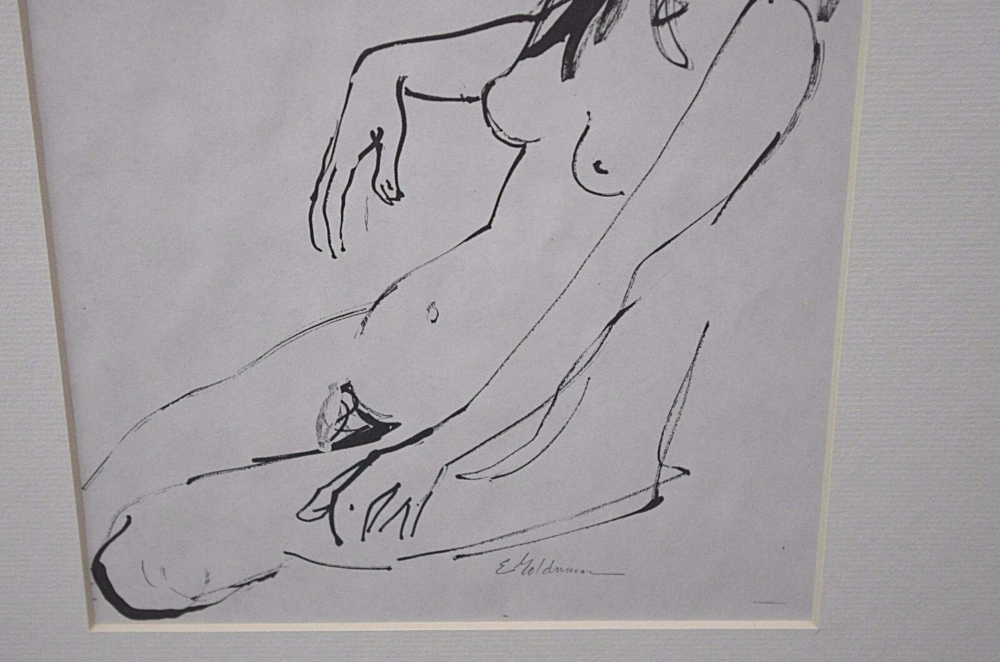 Original Edward Goldman (1916-2006) Impressionist Female Nude Ink on Paper #778