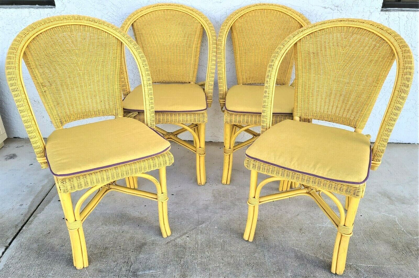 PALECEK Weather Resistant Wicker Dining Chairs w Washable Cushions - Set of 4