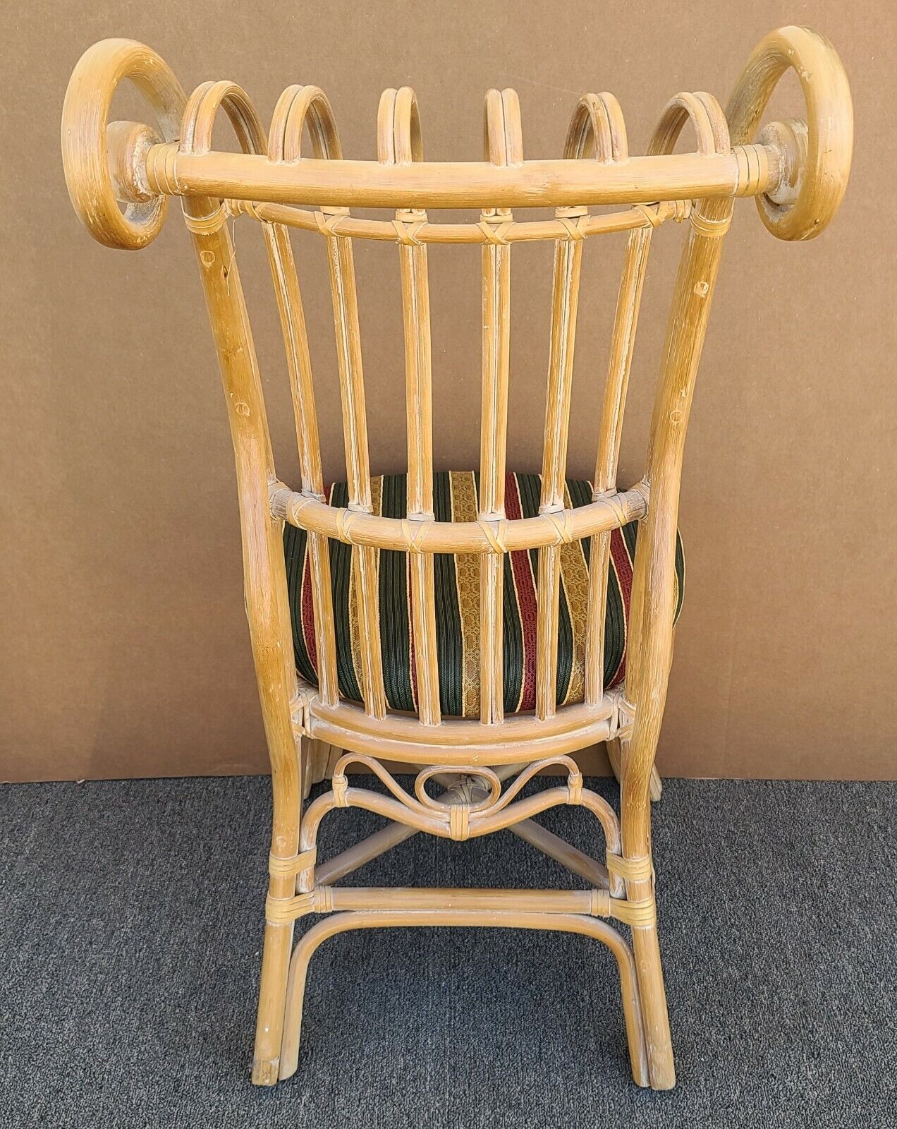 GARCIA IMPORTS Scroll Back Bentwood Bamboo Rattan Desk Dining Accent Chair Spain