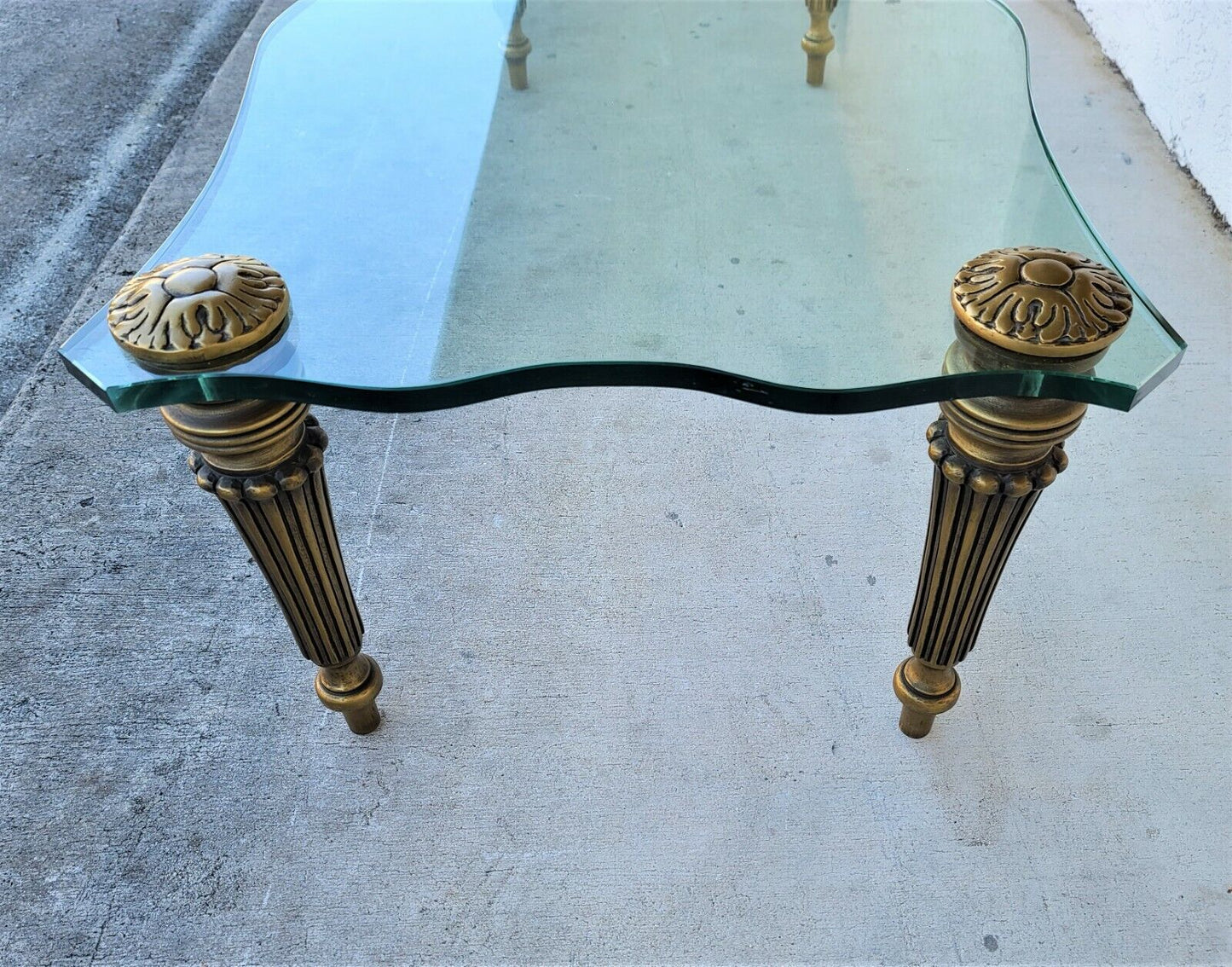 FRANCISCO HURTADO Style Sculptural Hollywood Regency Glass Coffee Cocktail Table