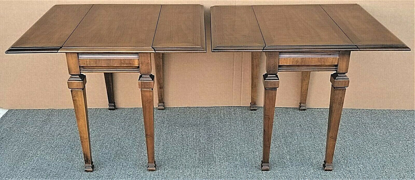 (2) LANE Drop-Leaf Traditional Italian Provincial Solid Wood End Side Tables