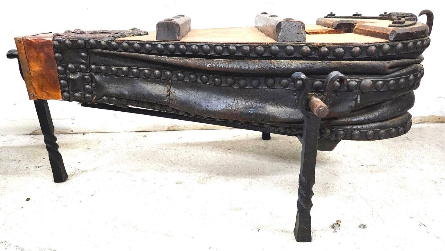 1800s French Blacksmith Bellows Rustic Coffee Table