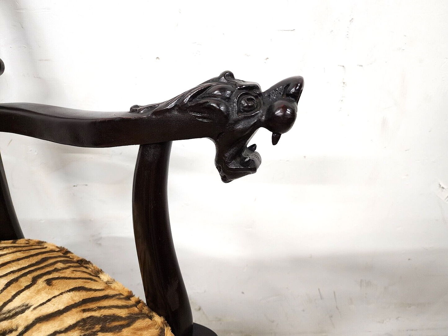 Antique Armchair Desk Dining Accent Mahogany Carved Dragons by STICKLEY & BRANDT