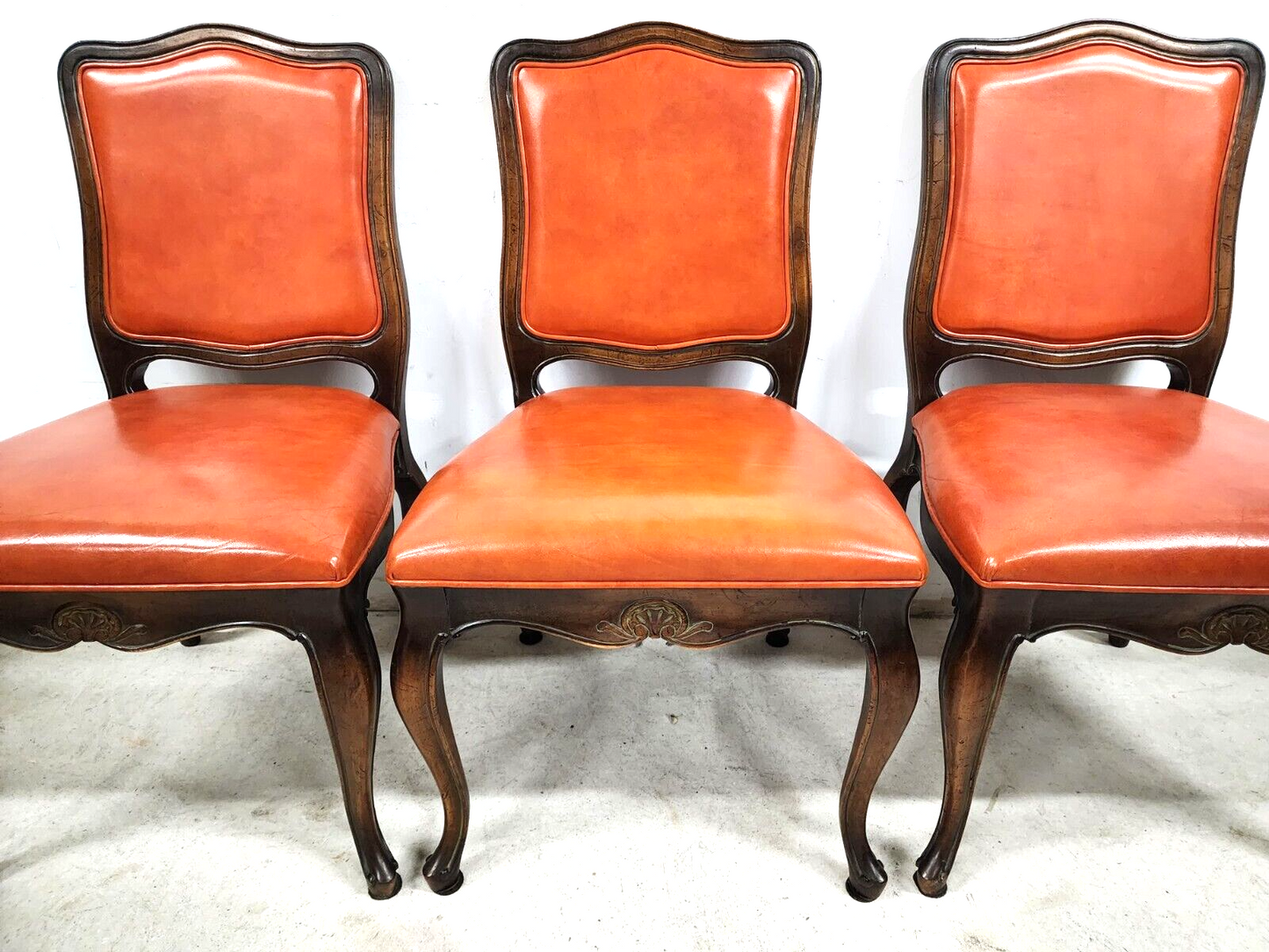 French Dining Chairs Leather Chambly Vintage by HICKORY CHAIR Co