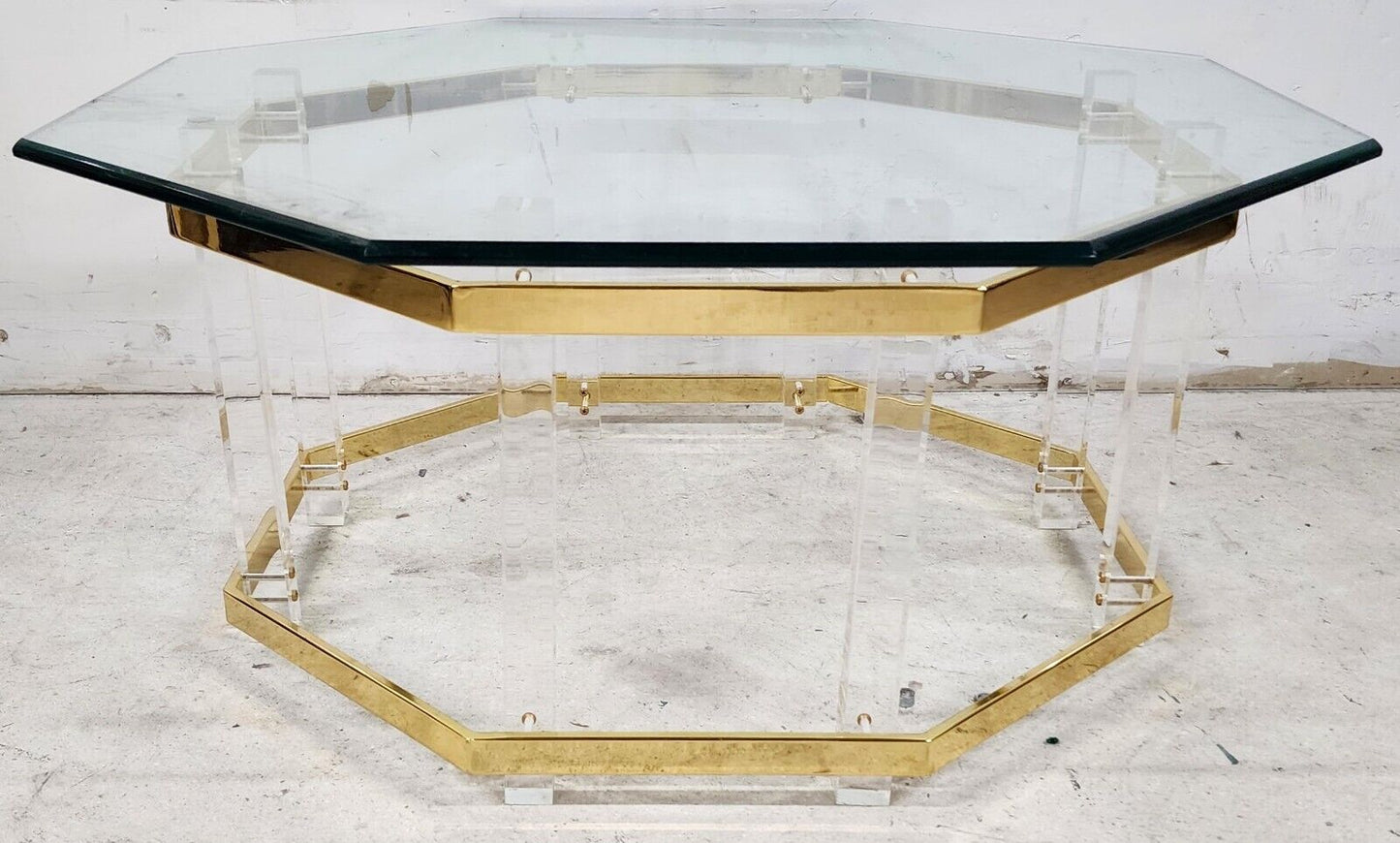 Lucite Coffee Table CHARLES HOLLIS JONES Style 24 Karat Gold Plated
