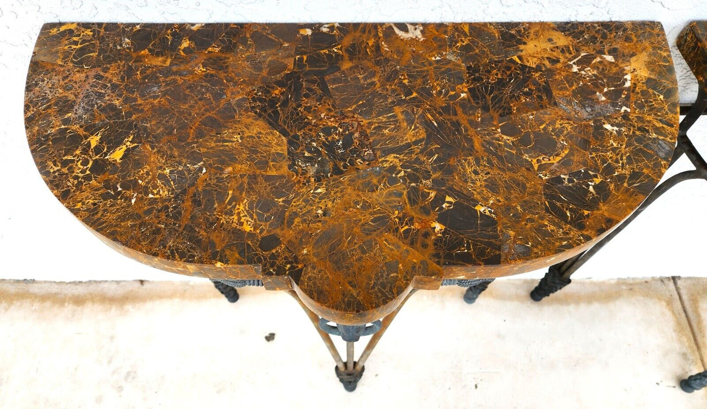 French Console Tables Bronze Tessellated Marble by MAITLAND SMITH - a Pair