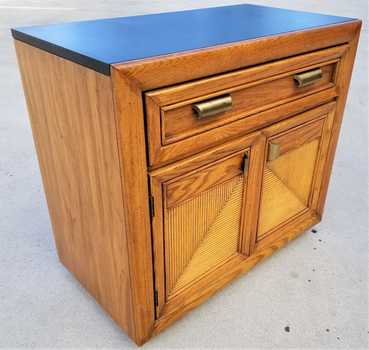 1970's MCM 3D Bamboo Rolling Dry Bar Buffet Server Cart Nightstand