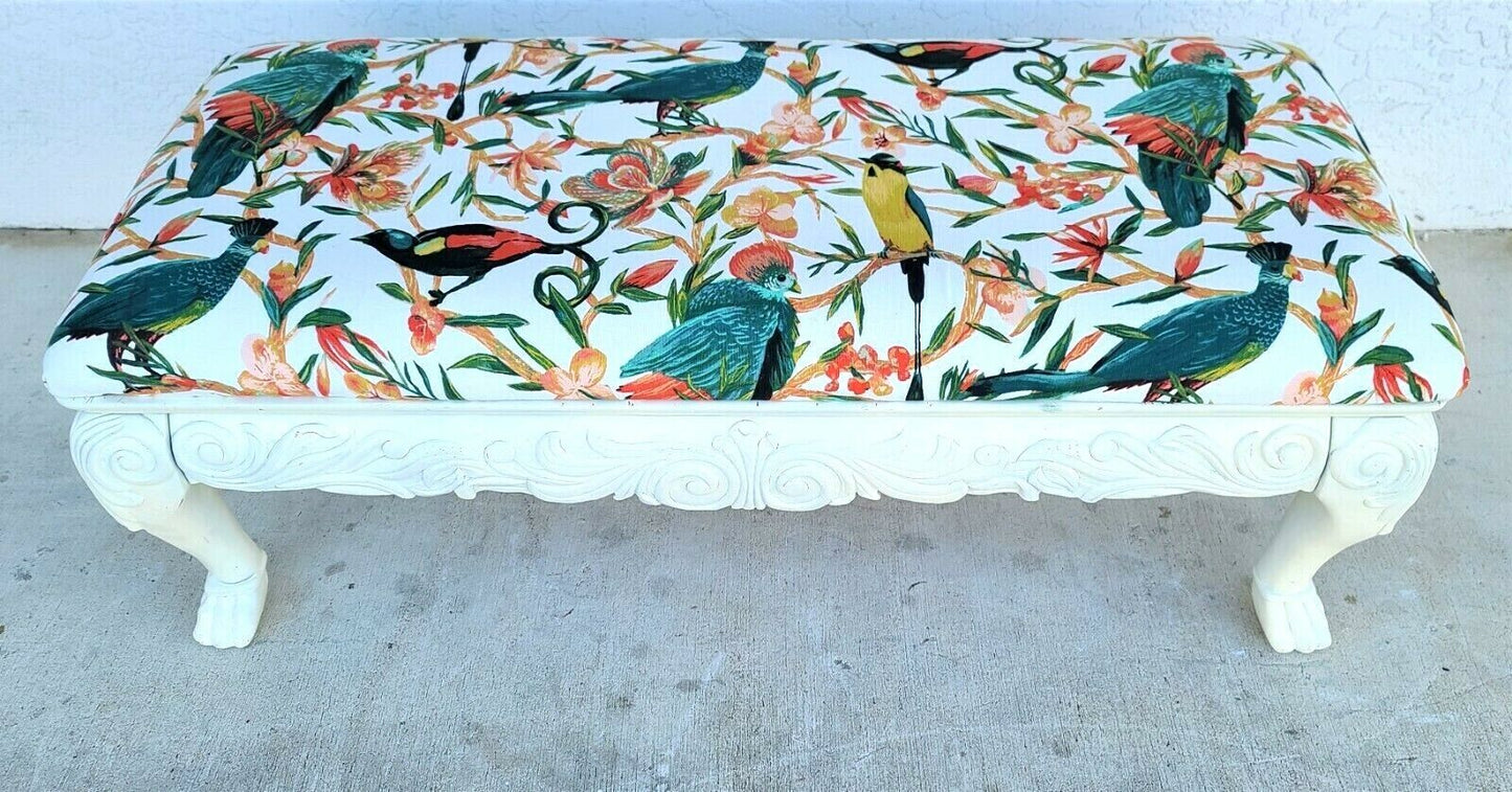 Louis XVI Style Tropical Island Solid Wood Linen Bench 50"