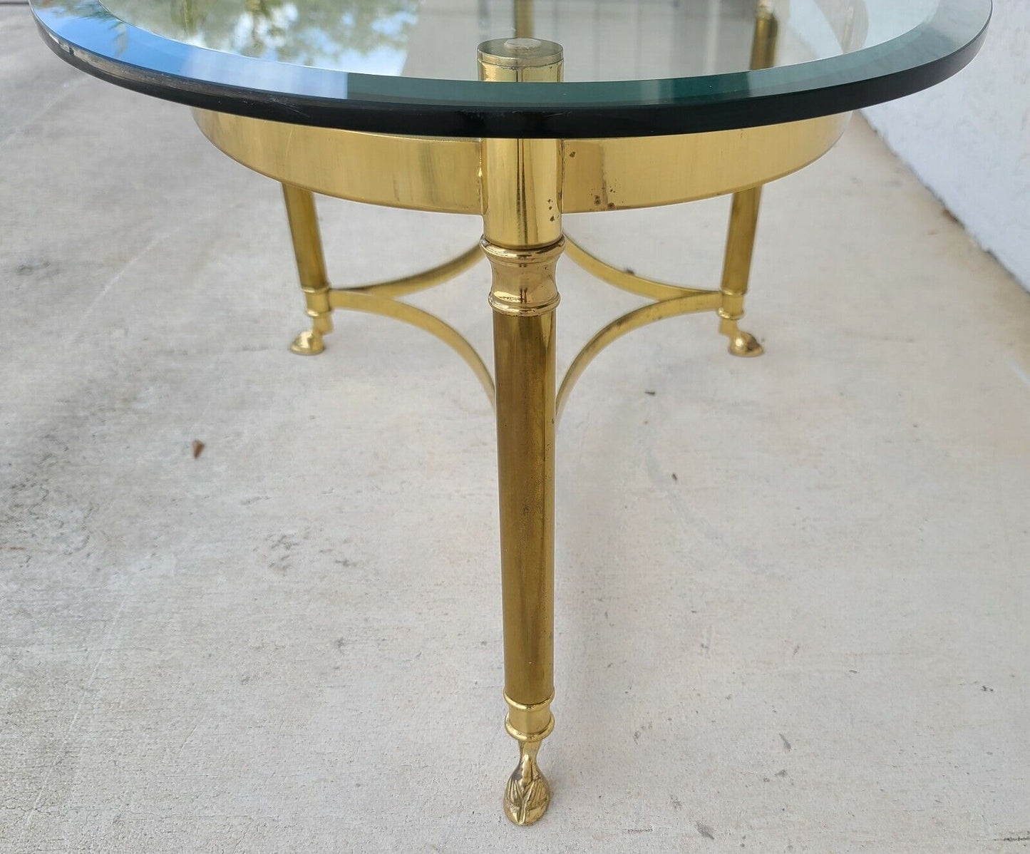 Vintage LaBarge Hollywood Regency Brass Hoof Footed Cocktail Coffee Table Italy