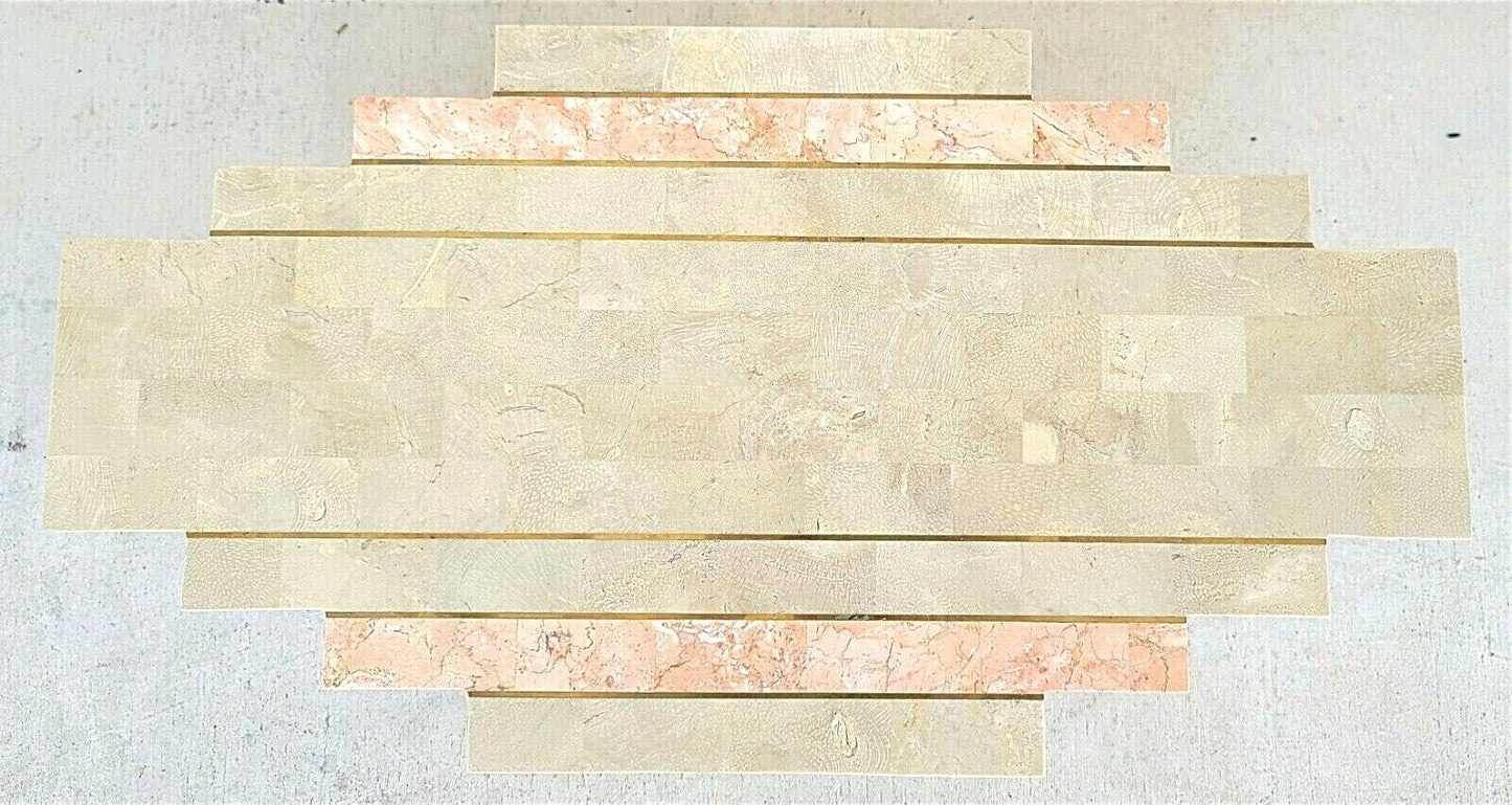 MCM MAITLAND SMITH 2 Tone Tessellated Stone Brass Inlay Coffee Cocktail Table