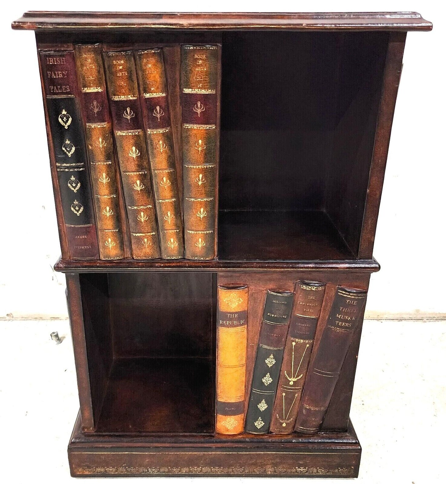 Tooled Leather Faux Book Nightstand Side Table by MAITLAND SMITH