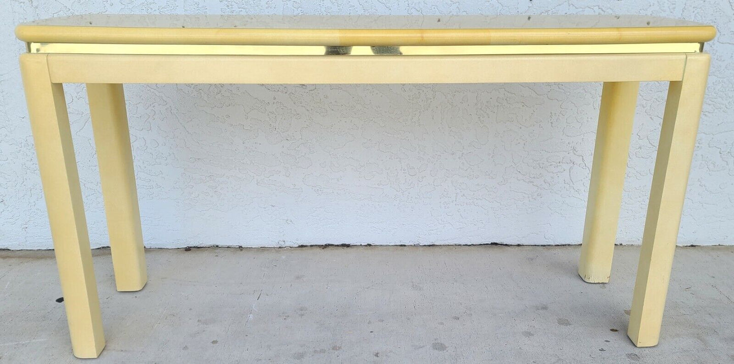 KARL SPRINGER Style Faux Lacquered Goatskin Console Sofa Table