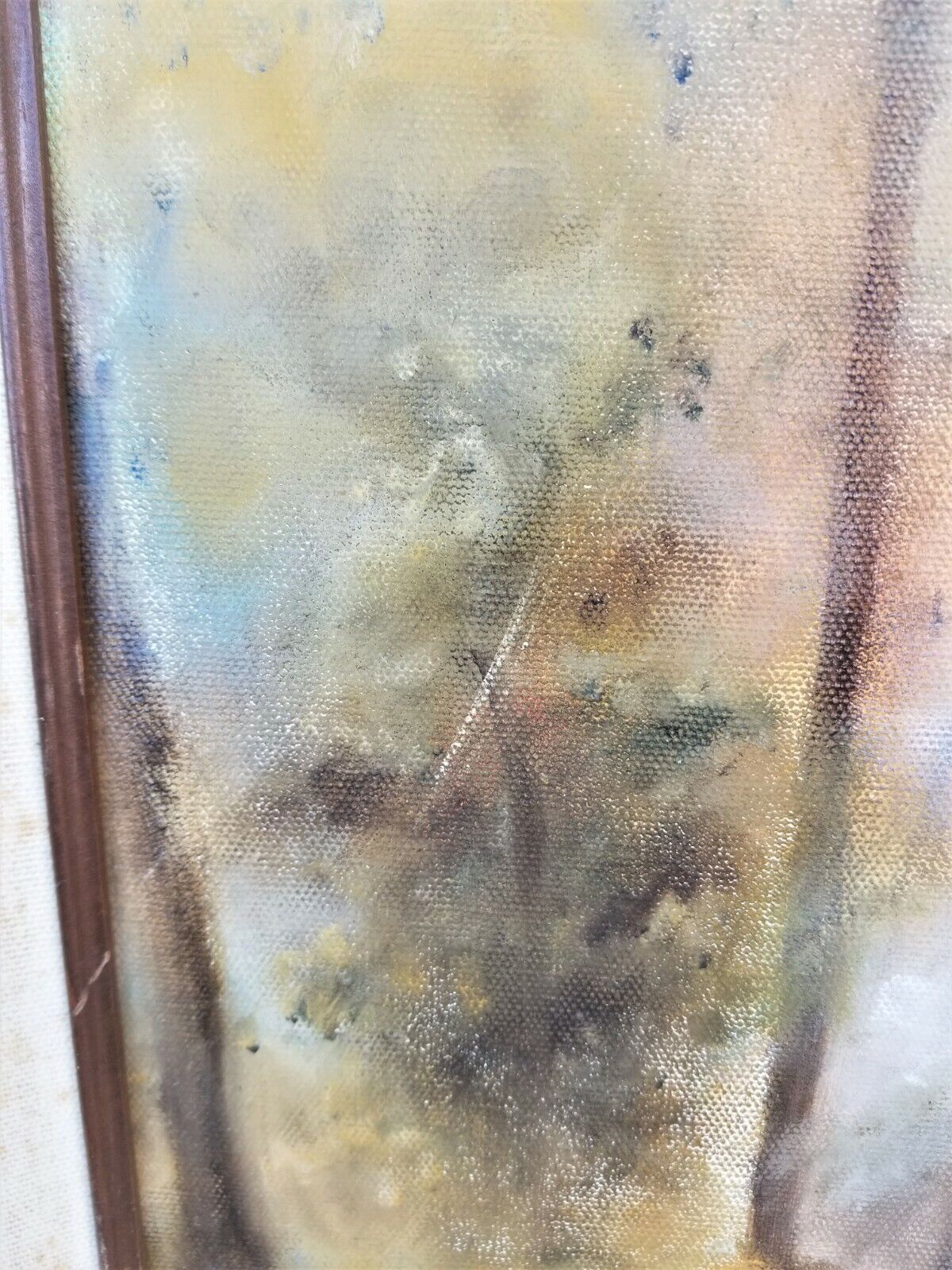Vintage Signed "A. S." Horse and Rider in the Forest Painting on Canvas 30 x 24