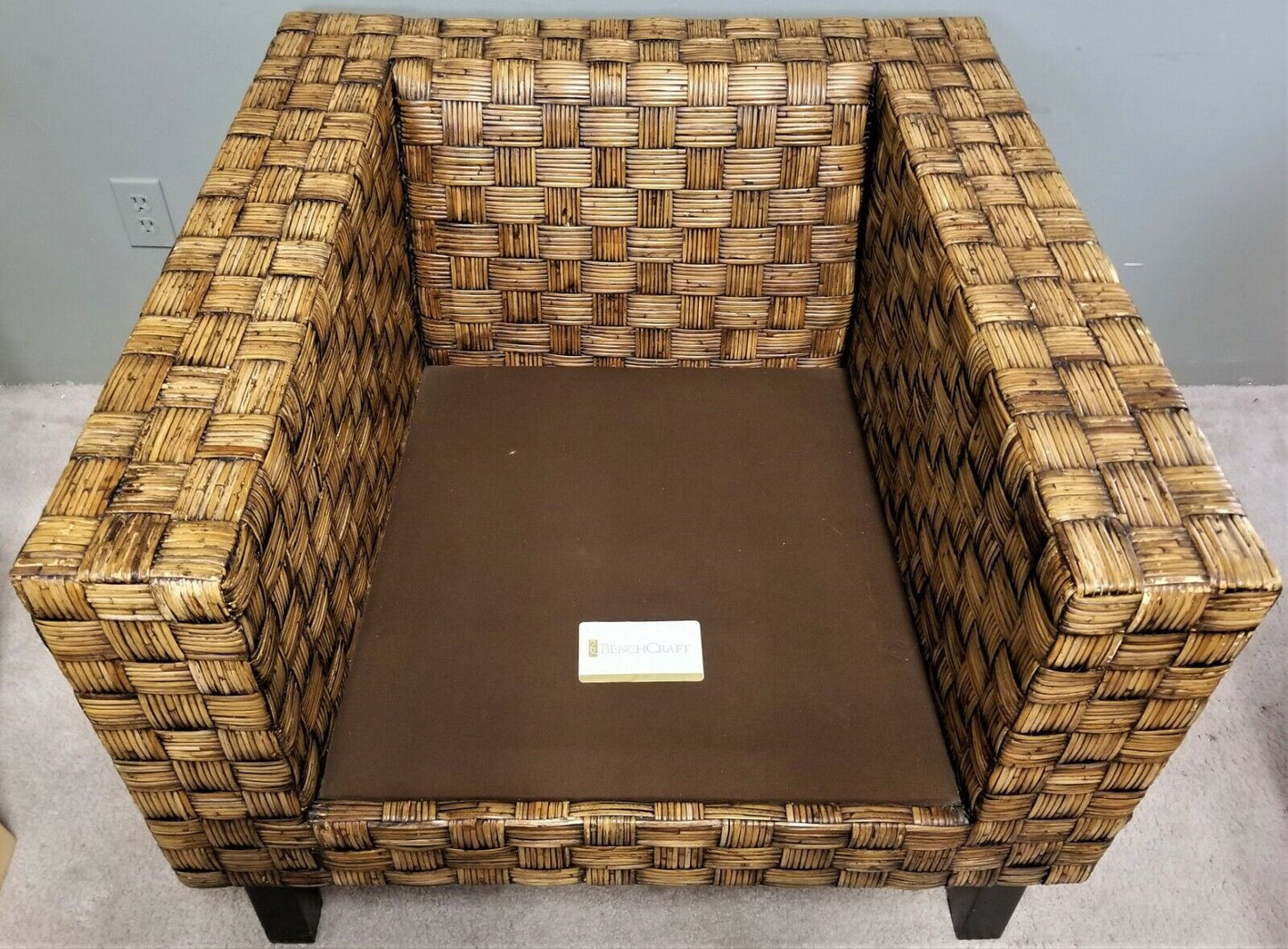 Modern Mod Retro MCM BENCHCRAFT Rattan Wicker Armchair Chair Mid Century Modern