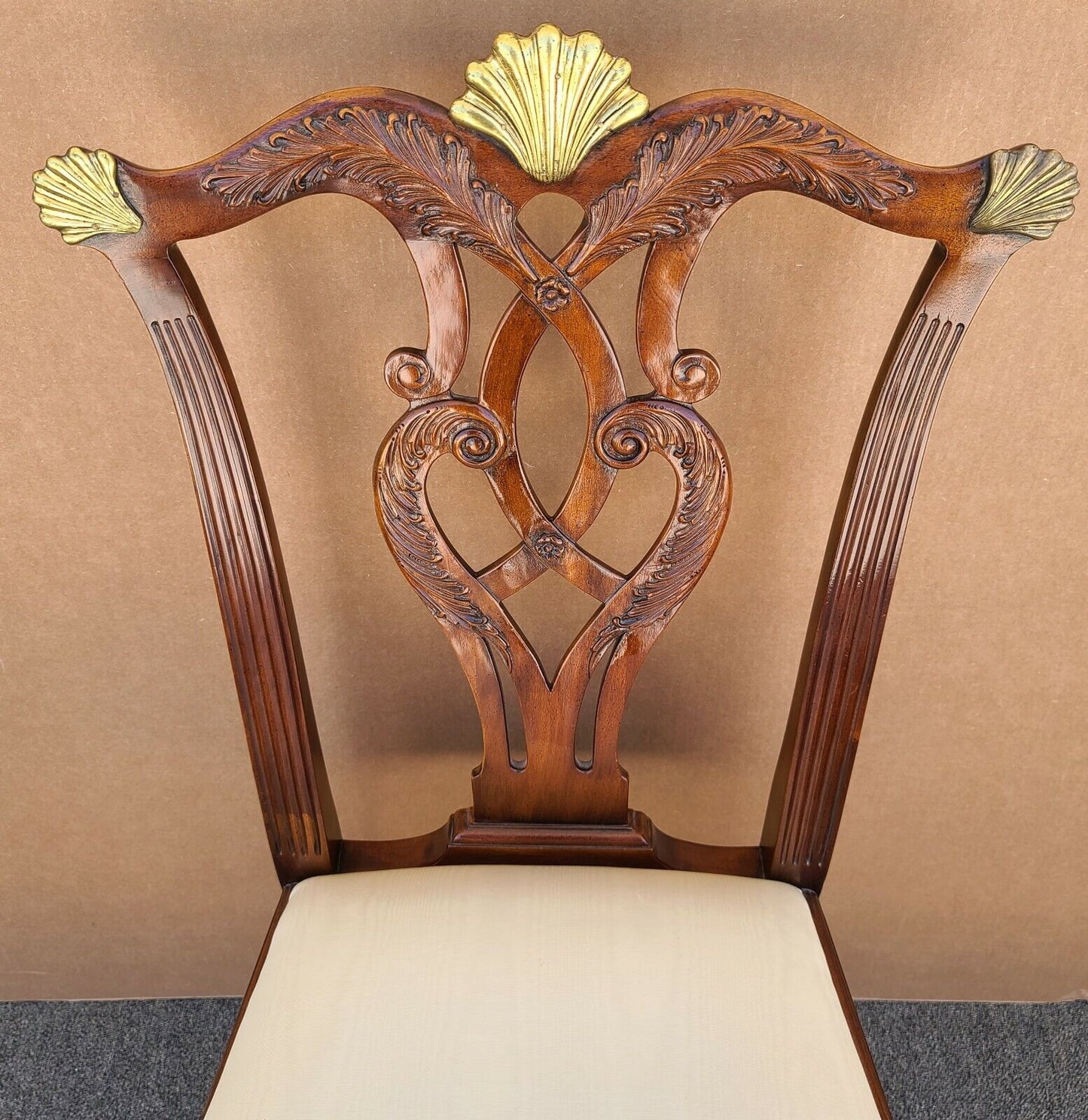 MAITLAND SMITH Chippendale Ball & Claw Mahogany Brass Dining Desk Accent Chair