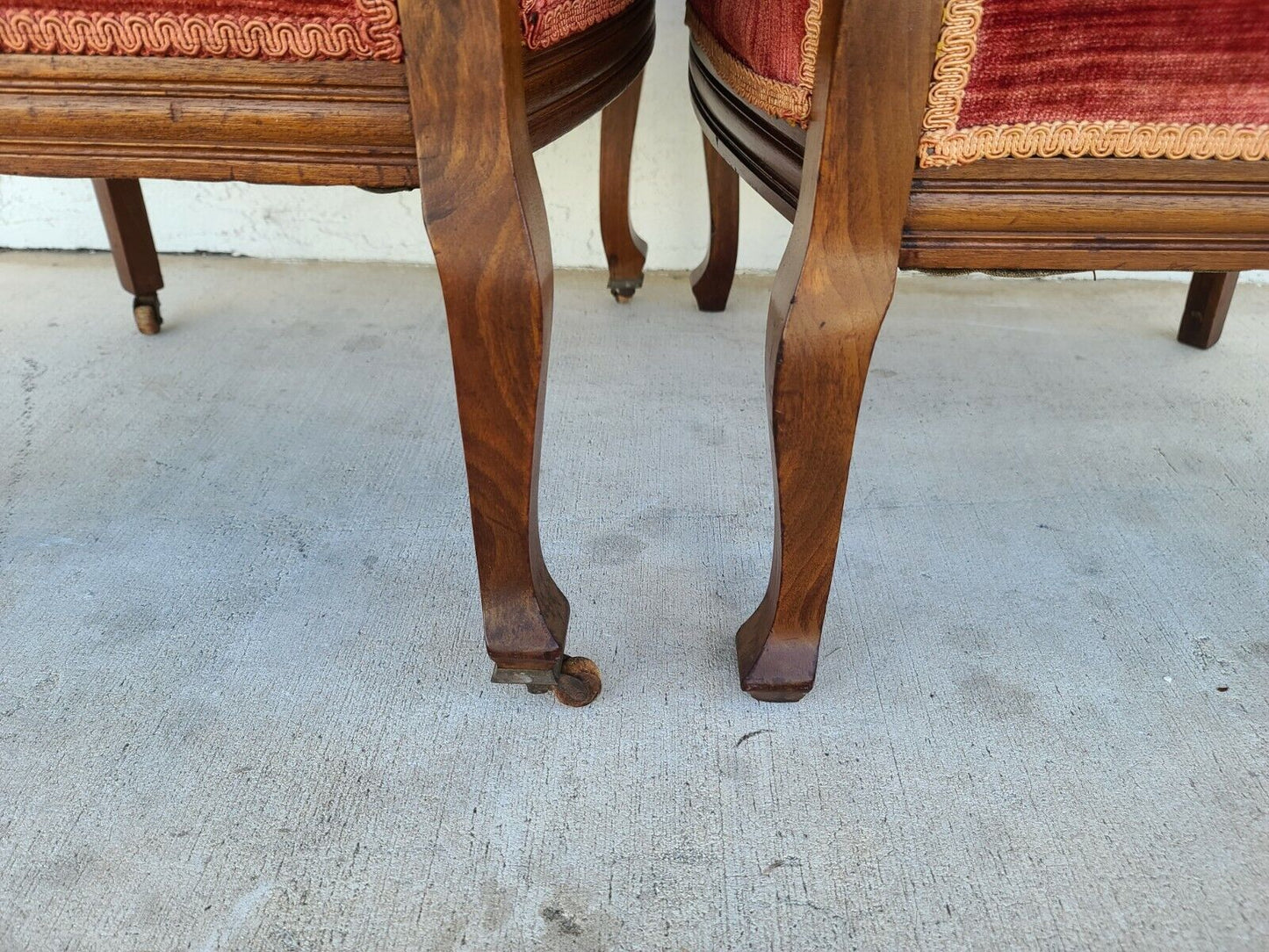 Antique c 1900 Matching Mahogany His Her Armchairs