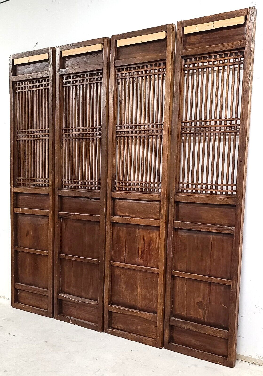 (4) 19th Century Chinese Fretwork Doors Screens Wall Panels 10 Foot