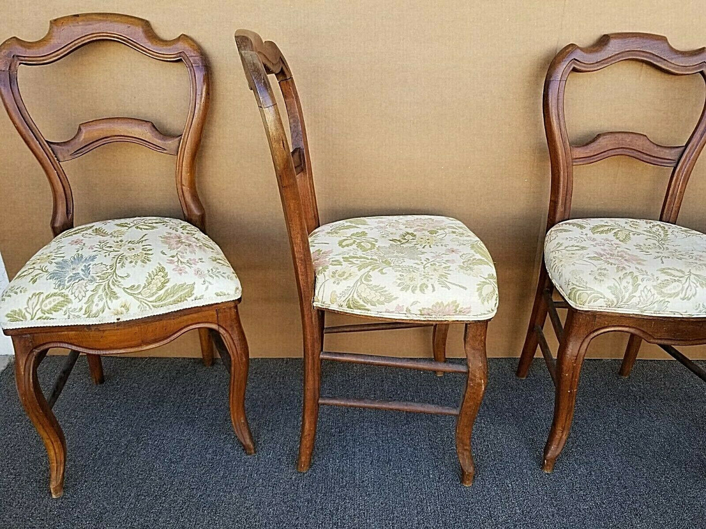 Set of 7 Antique circa 1900 Victorian Balloon Back Chairs