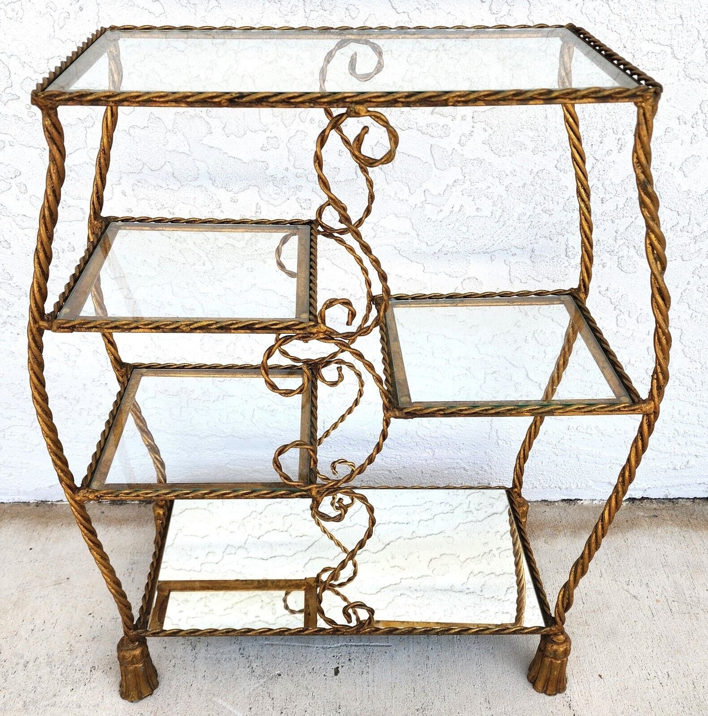 Rope Tassel Gilt Table Shelves Vintage