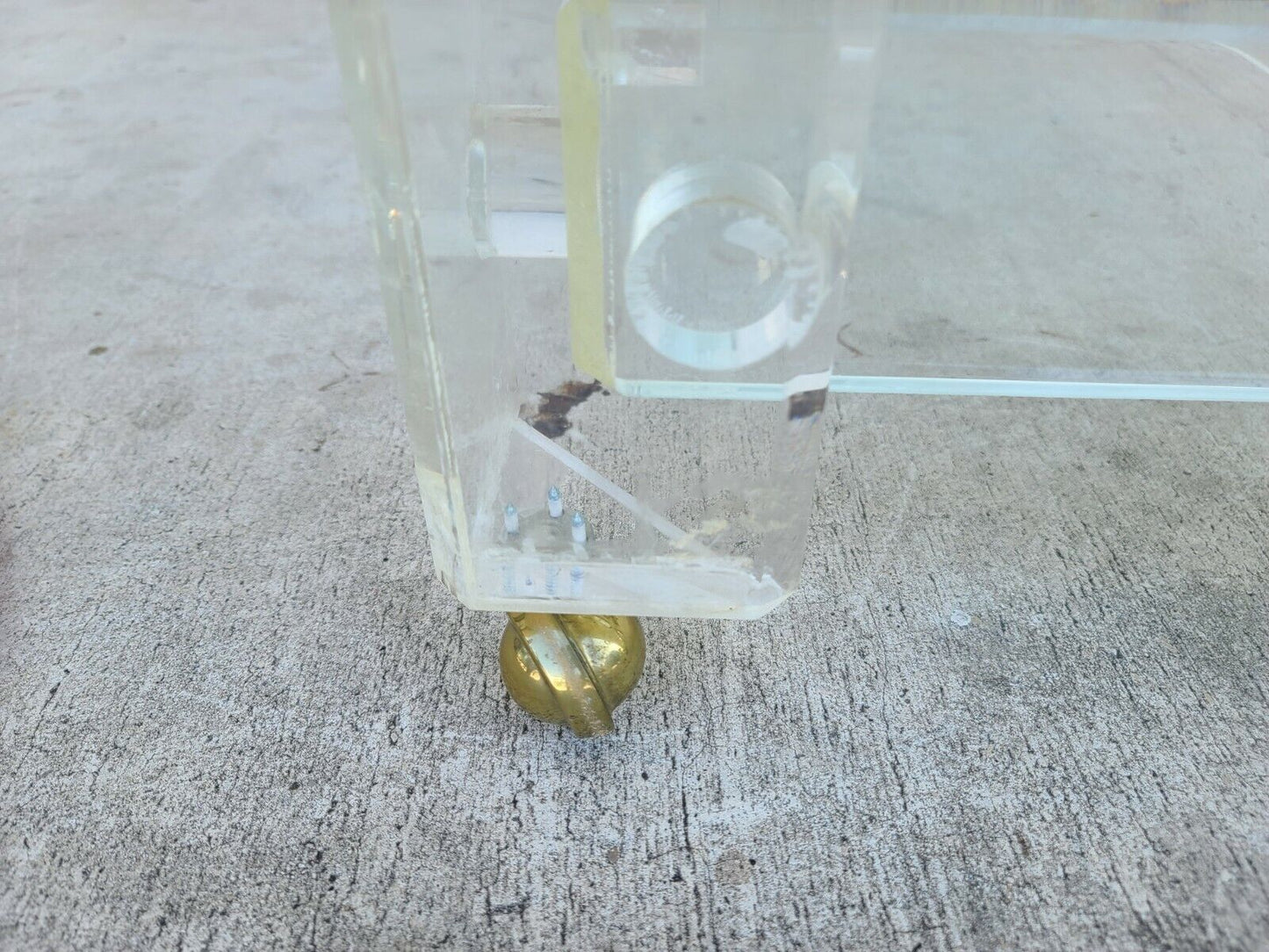 Vintage 1970s Lucite & Glass Rolling Bar Serving Cart