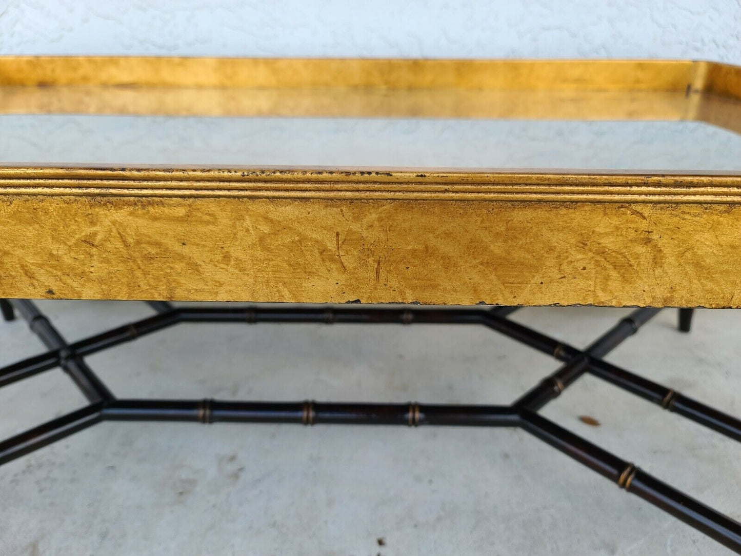 EJ VICTOR Gilt Tray Top Faux Bamboo Cocktail Coffee Table
