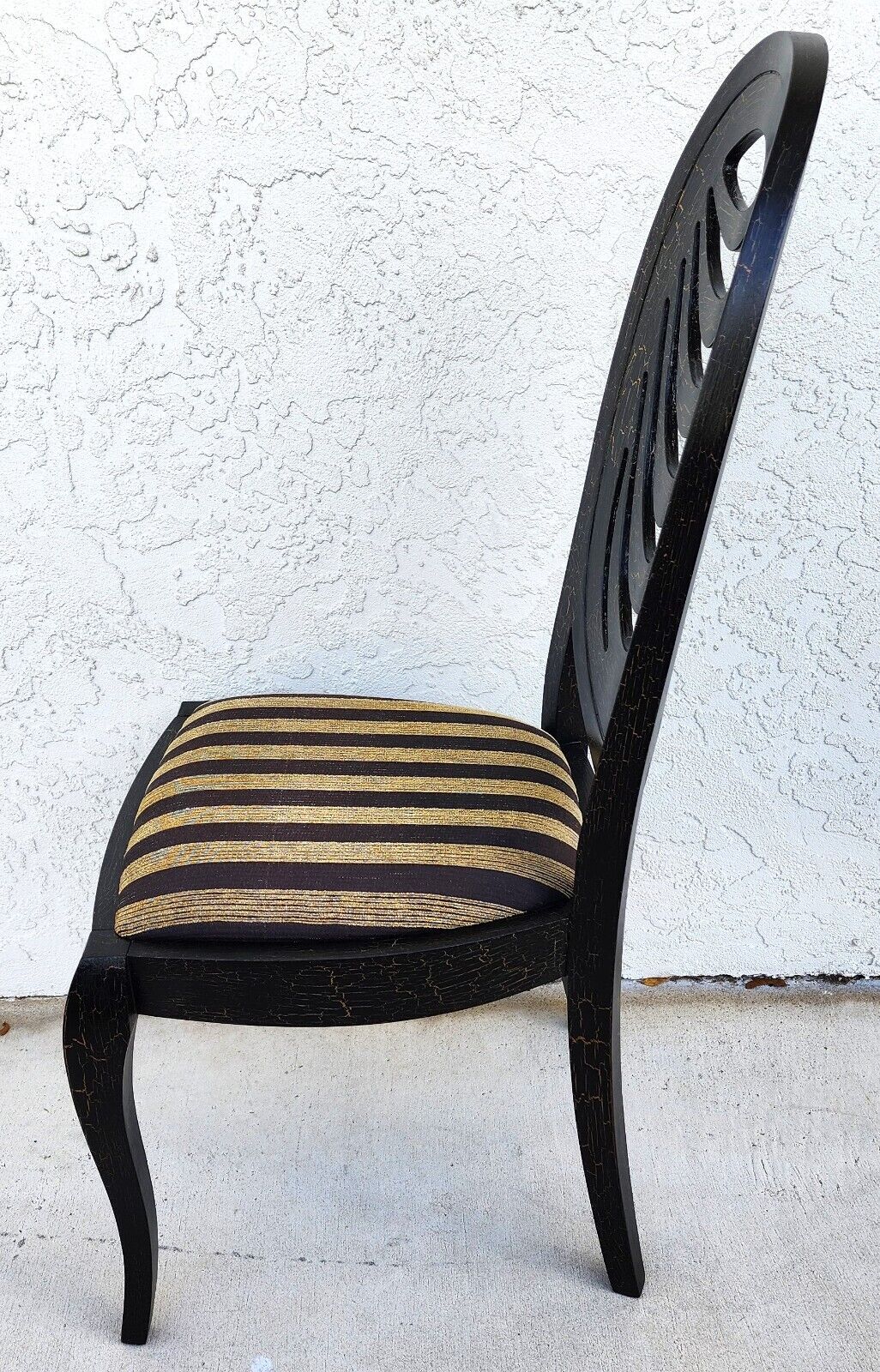 Set of 6 Draped Back Solid Wood Dining Chairs