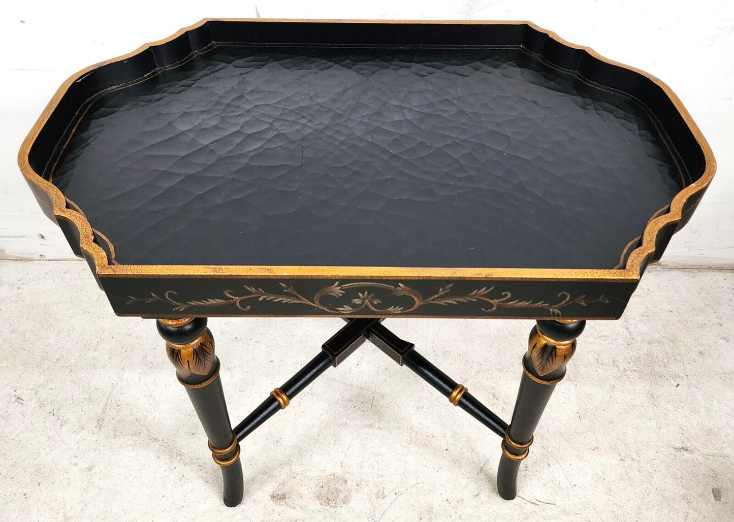 Brass Tray Table Vintage Regency Chinoiserie Asian