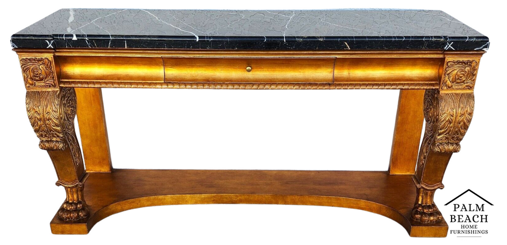 Console Table Marble & Giltwood Italian by HENREDON