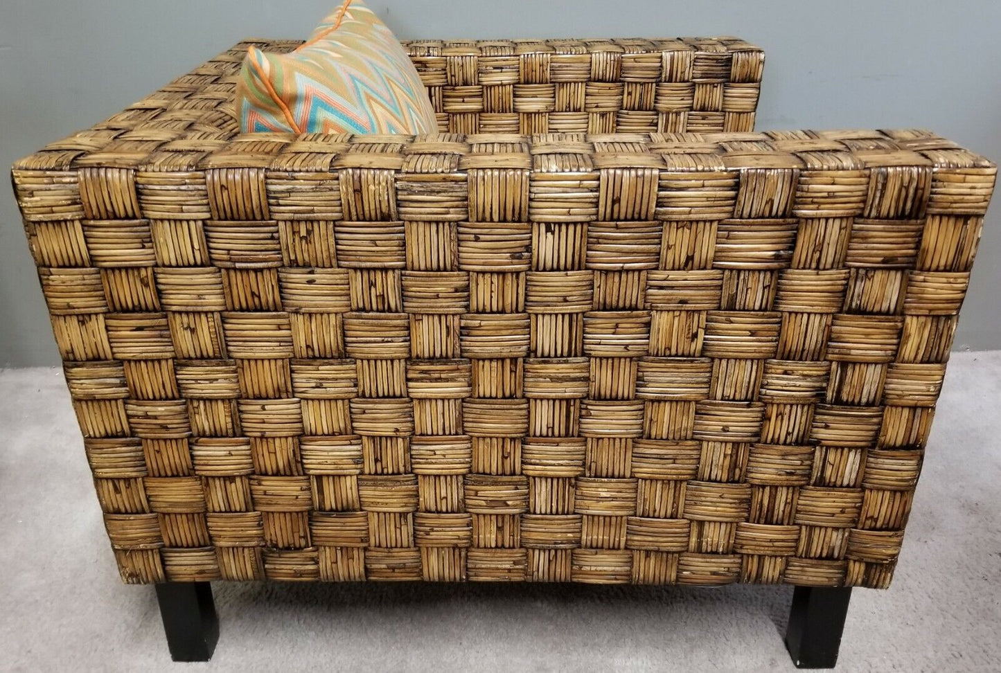 Modern Mod Retro MCM BENCHCRAFT Rattan Wicker Armchair Chair Mid Century Modern