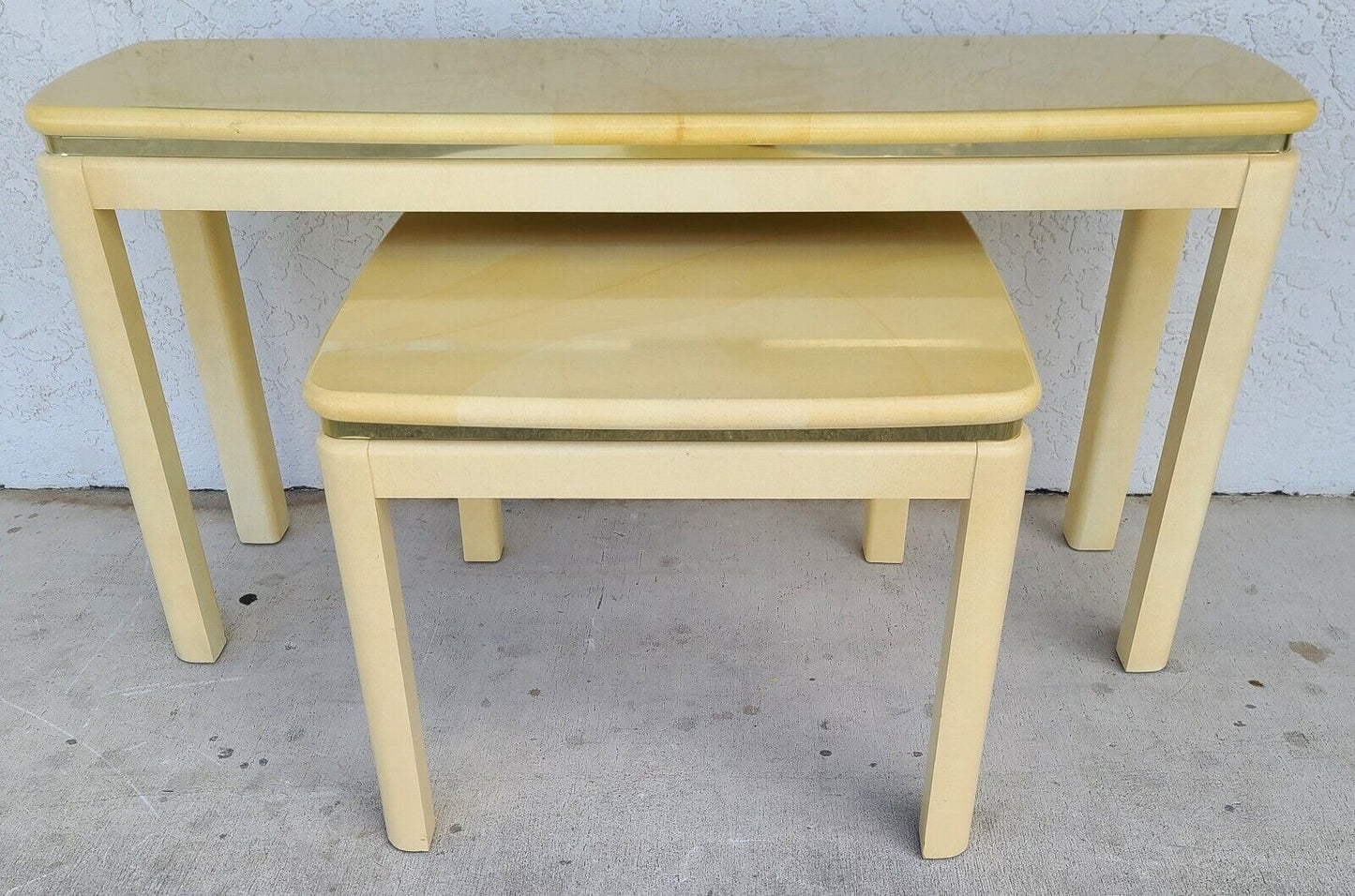 KARL SPRINGER Style Faux Lacquered Goatskin Side End Table