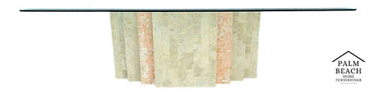 MCM MAITLAND SMITH 2 Tone Tessellated Stone Brass Inlay Coffee Cocktail Table