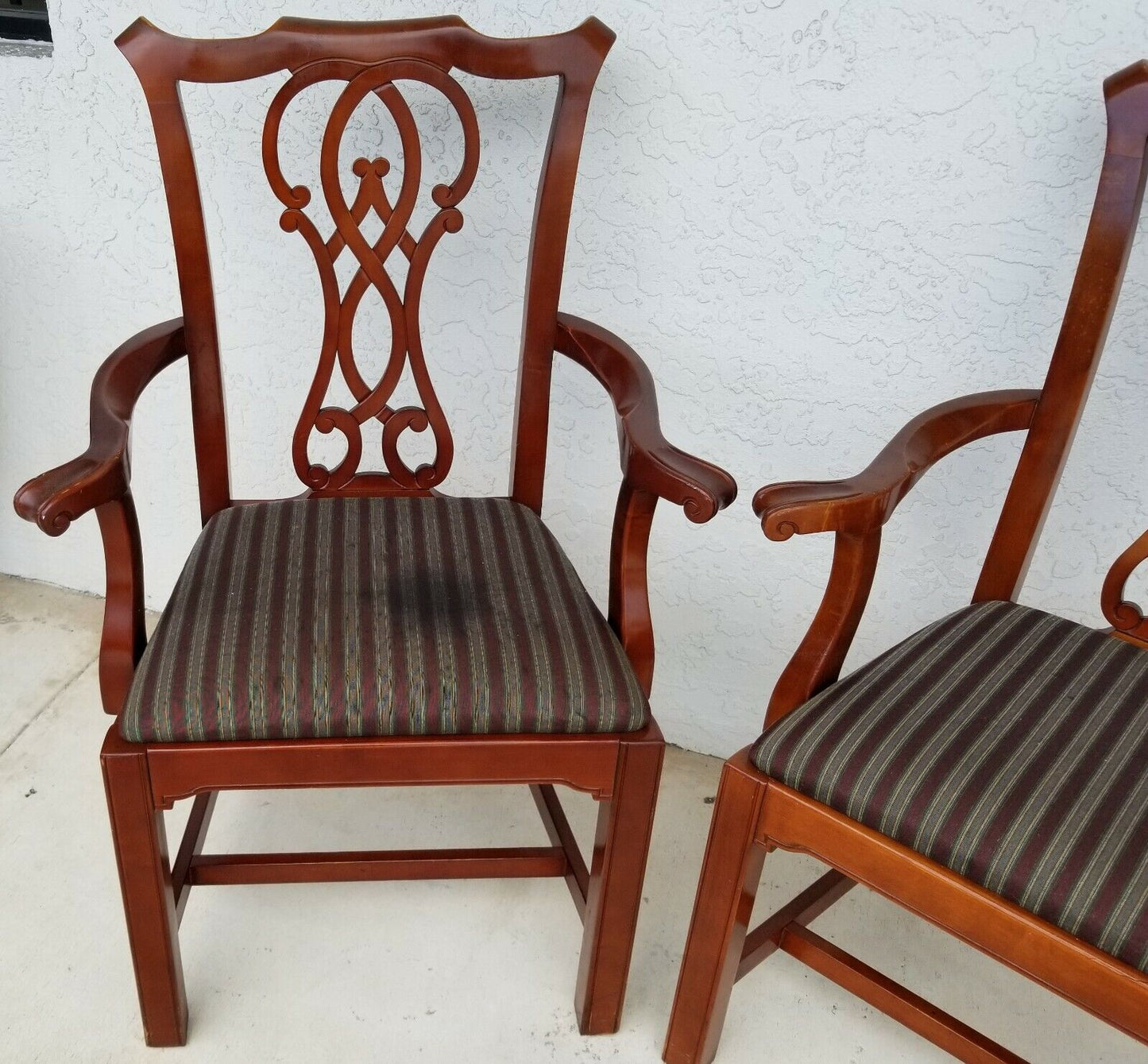 1996 Pair of BERNHARDT #1815 Chippendale Style Armchairs Dining Accent Chairs