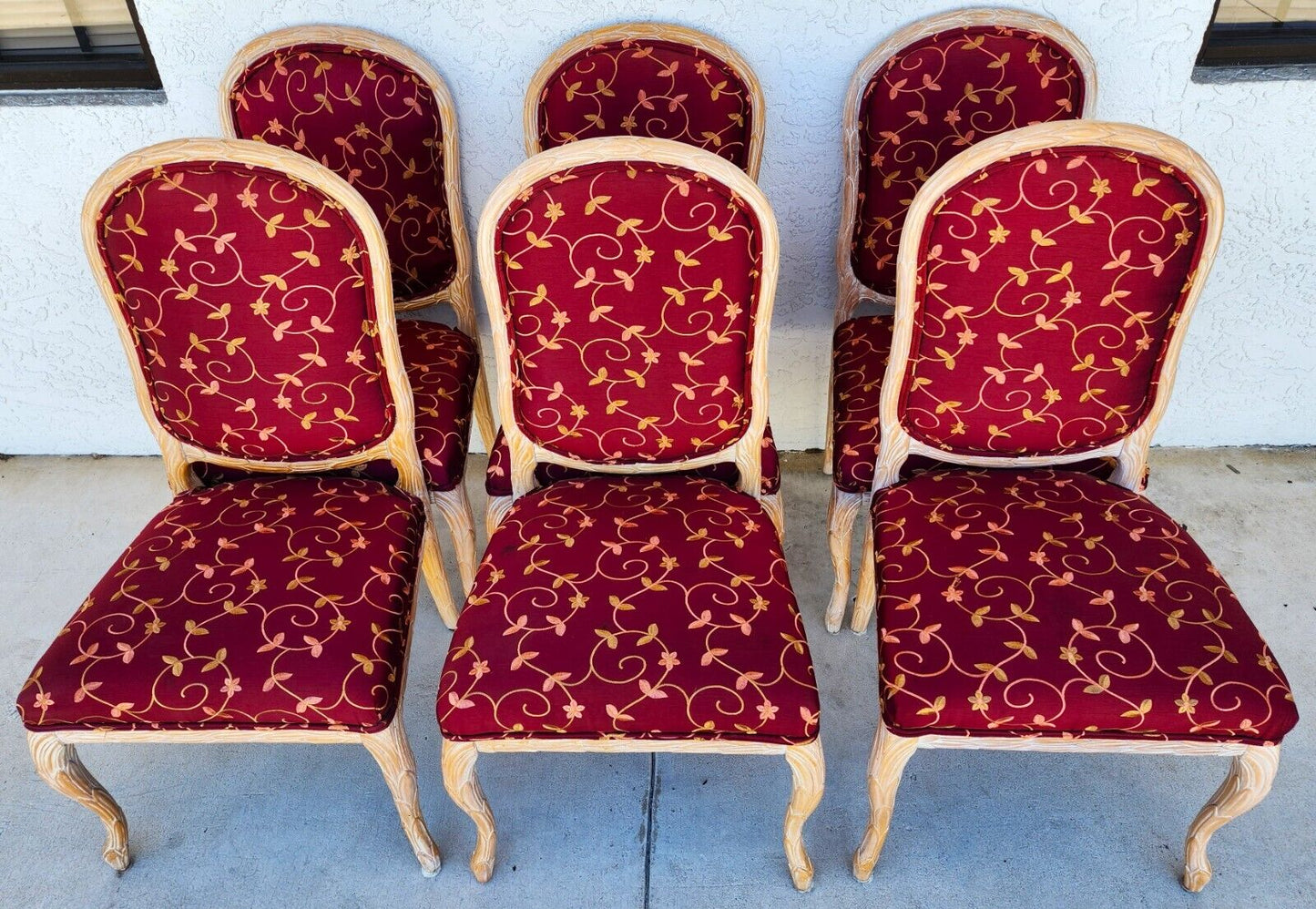 Faux Bois Dining Chairs Set of 6