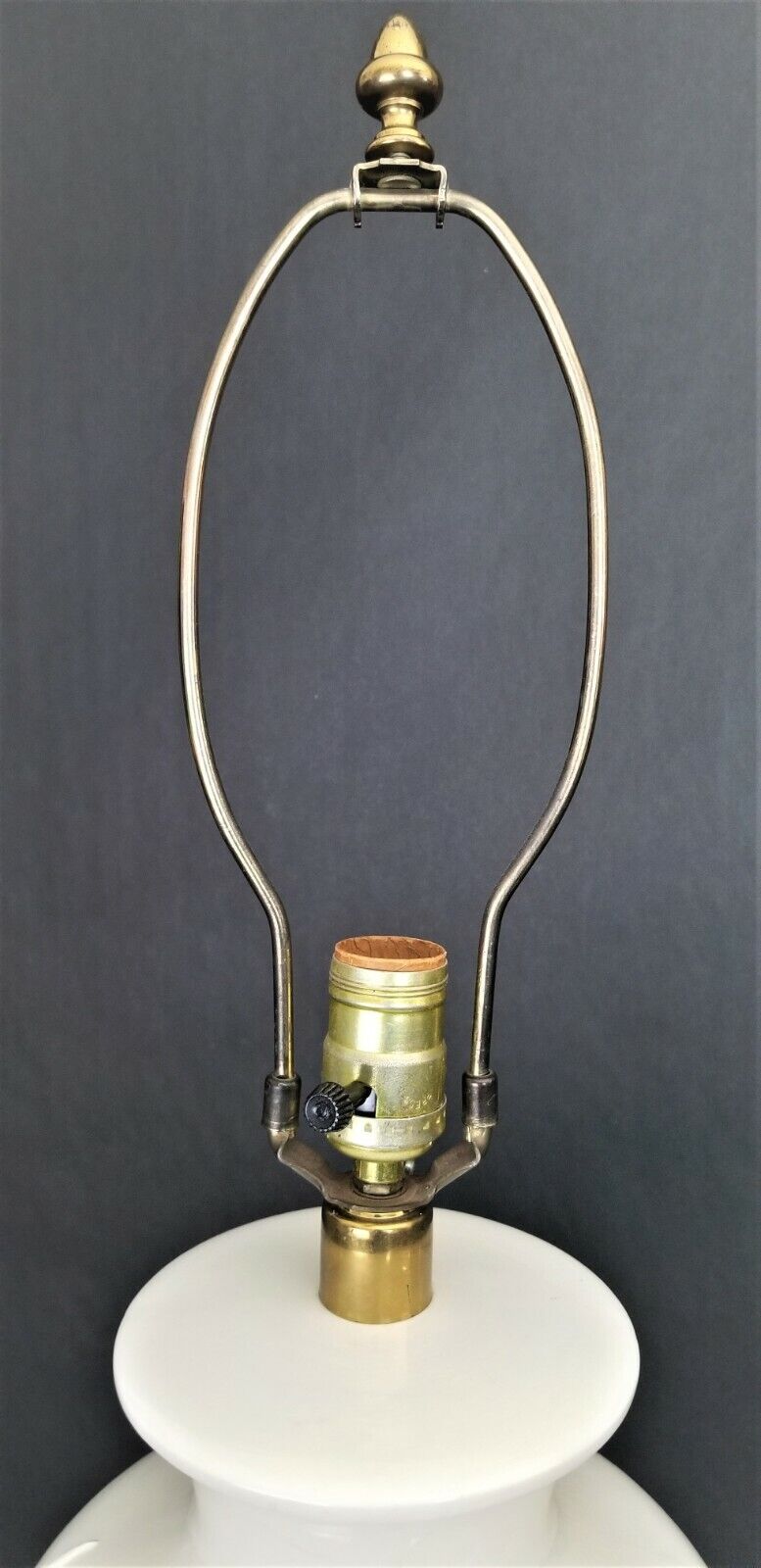 PAUL HANSON Ceramic Lamp with Raised Iris Relief Design and Brass Base