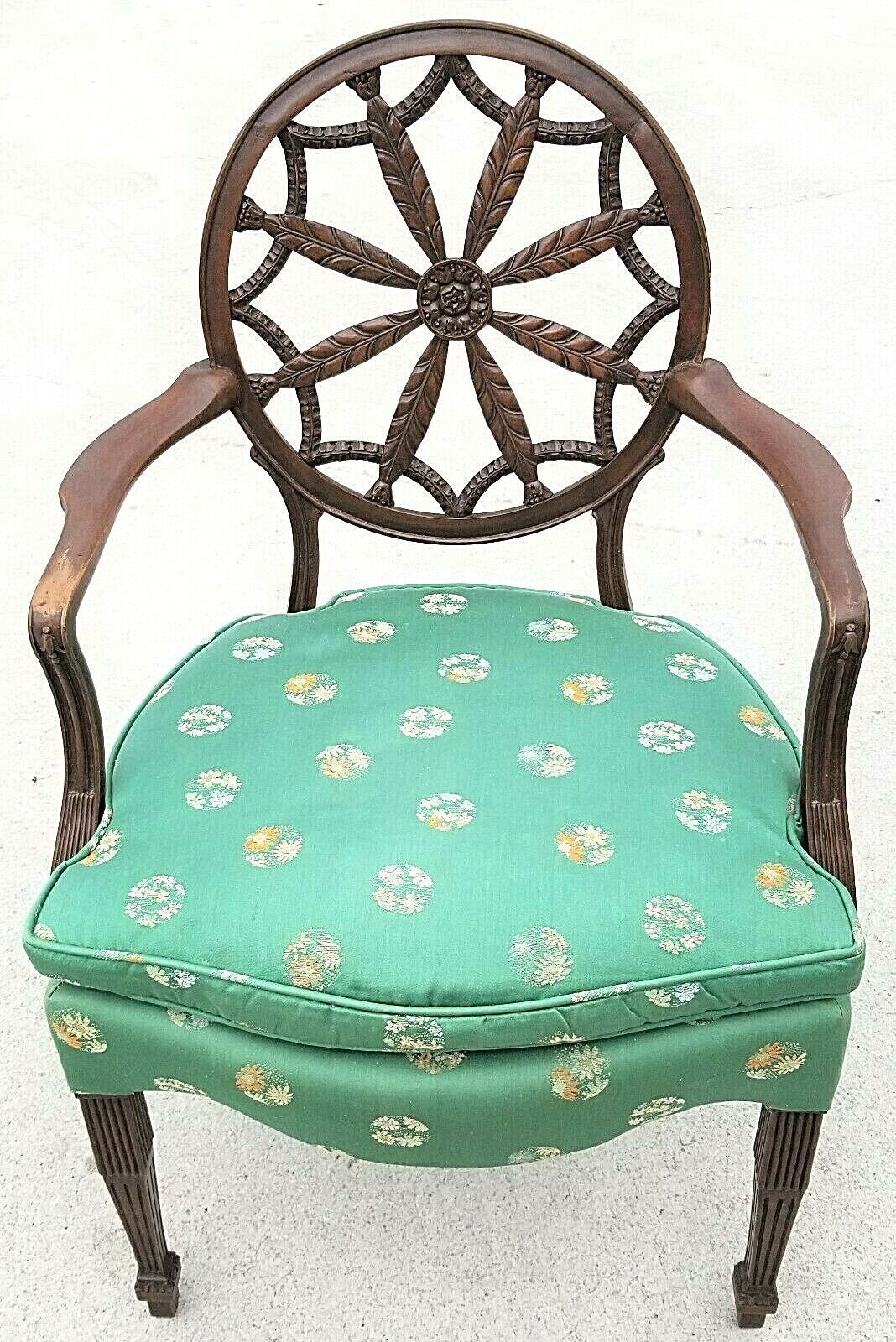 1700's George III Mahogany Hepplewhite Elbow Armchair in Manner of Robert Adam