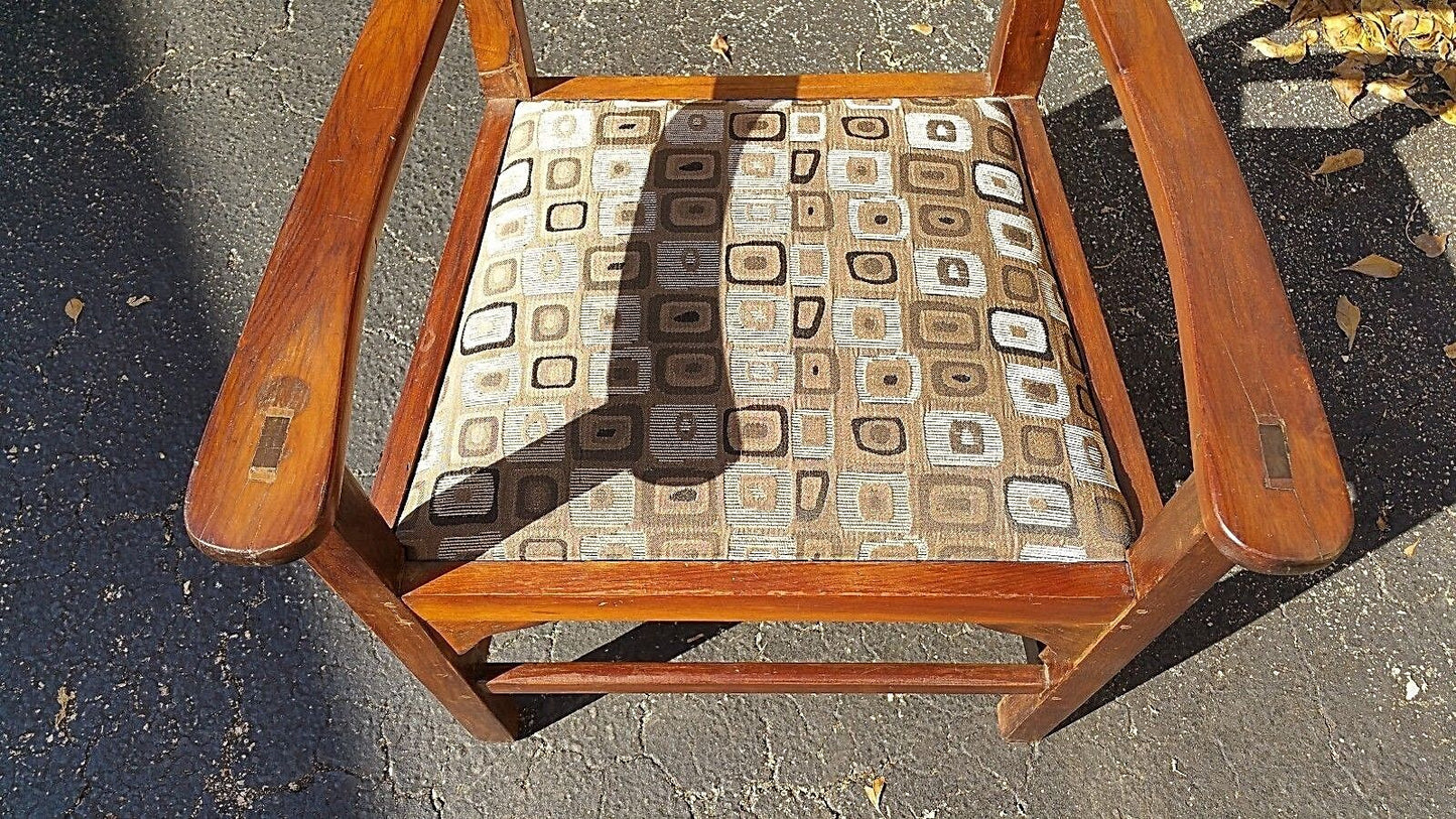 Pair of Antique Wood Ladder Back Dining Accent Armchair Rustic Pegged No Nails